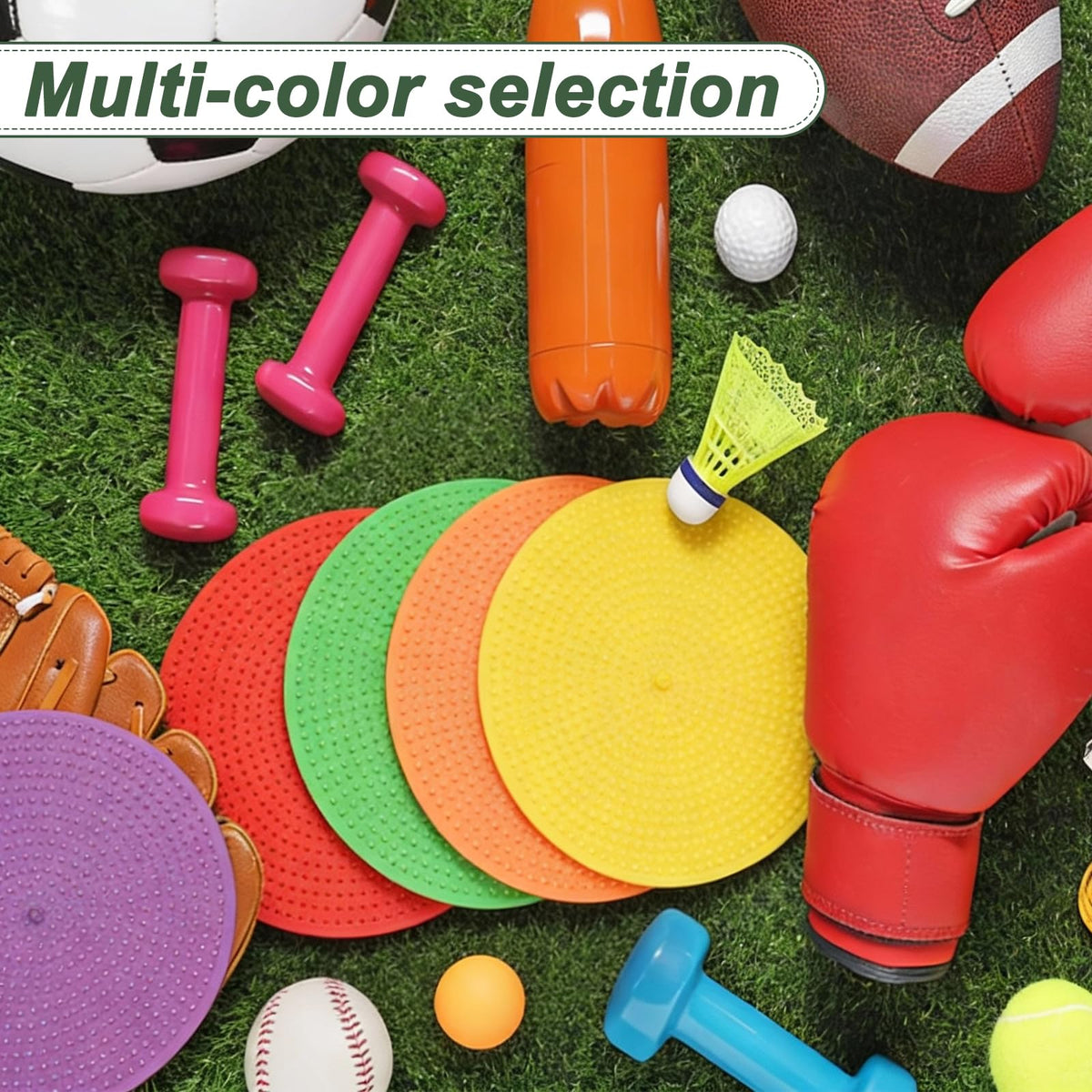 YELARXI Spot Markers for Agility Dot, Non-Slip Poly Spots Floor Dots Flat Field Soccer Training Equipment 12 in & 6 Pcs & Dark Green -Fitting for (Gym/Sports/Training/PE Games/Dance)