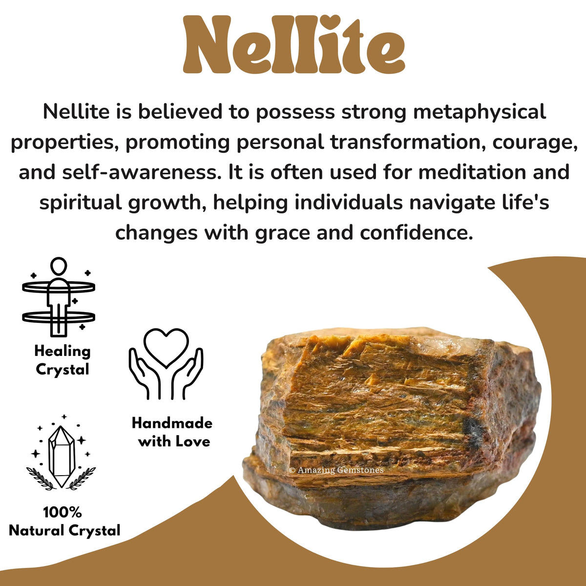 Amazing Gemstone Nellite Raw Crystals and Healing Stones, Natural Rocks for Tumbling and DIY Raw Stones and Crystals (1 Piece)