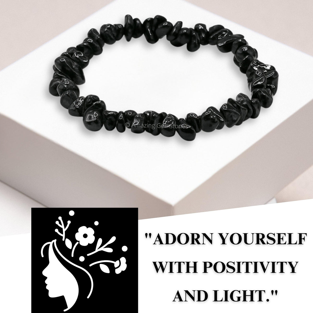 Amazing Gemstone Chips Bracelet (Black Tourmaline)