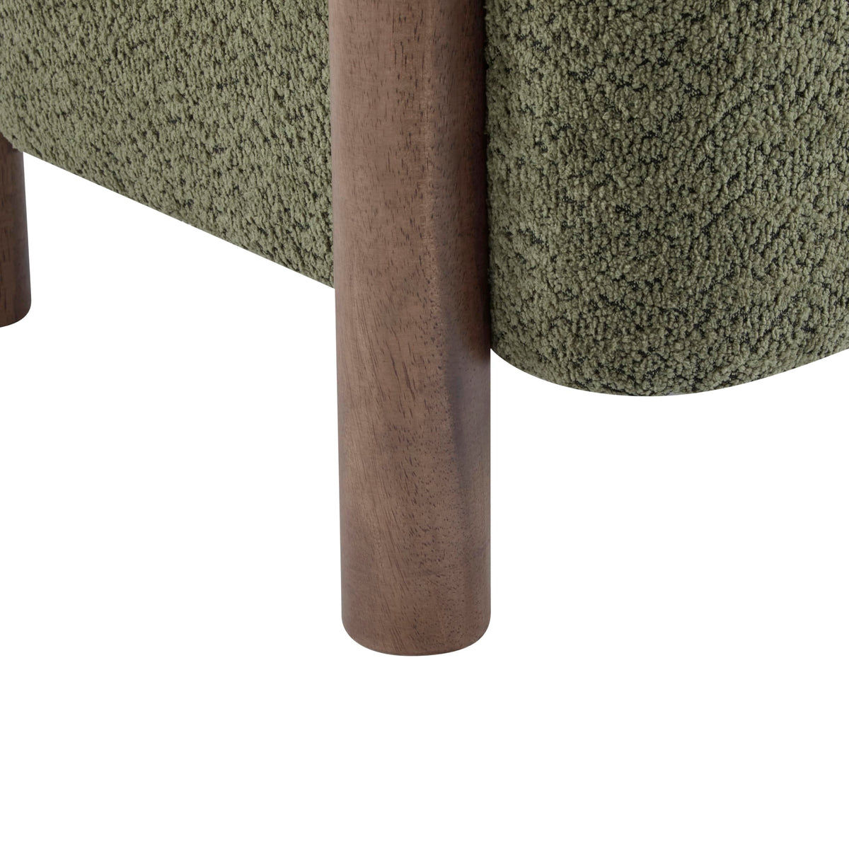 Christopher Knight Home Carly Low Profile Accent Chair, Round Backrest Side Chair, Living Room Armchair with Boucle Fabric Cushion,Comfy Reading Chair for Bedroom,Wooden Single Lounge Sofa,Olive Green