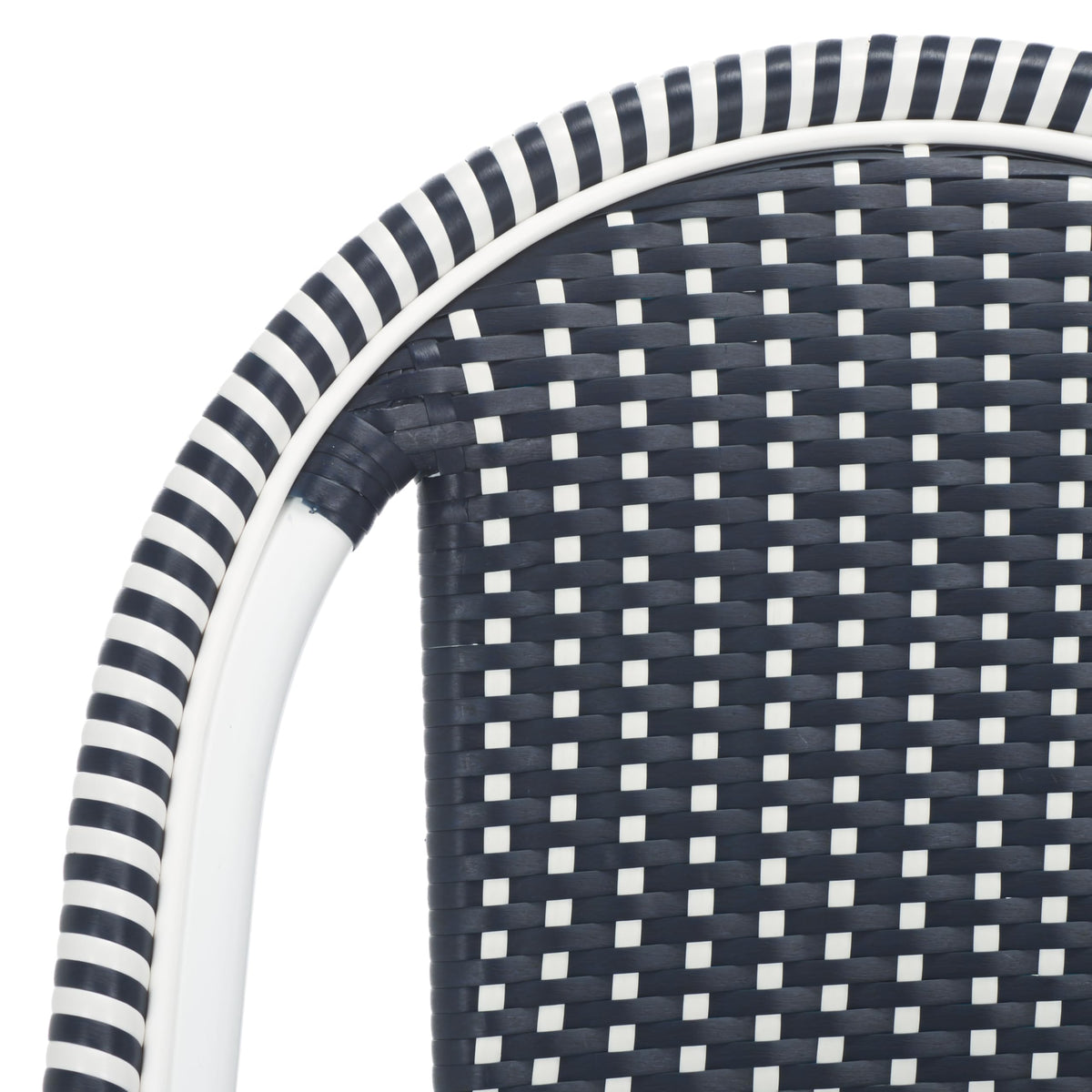 SAFAVIEH Outdoor - Torino Bistro Chair Set of 2 - Navy & White - Faux Wicker & Aluminum Frame - Bistro Side Chair Design - Ideal for Patio, Deck, Sunroom, Dining Area, 18" Seat Height (PAT7550F-SET2)
