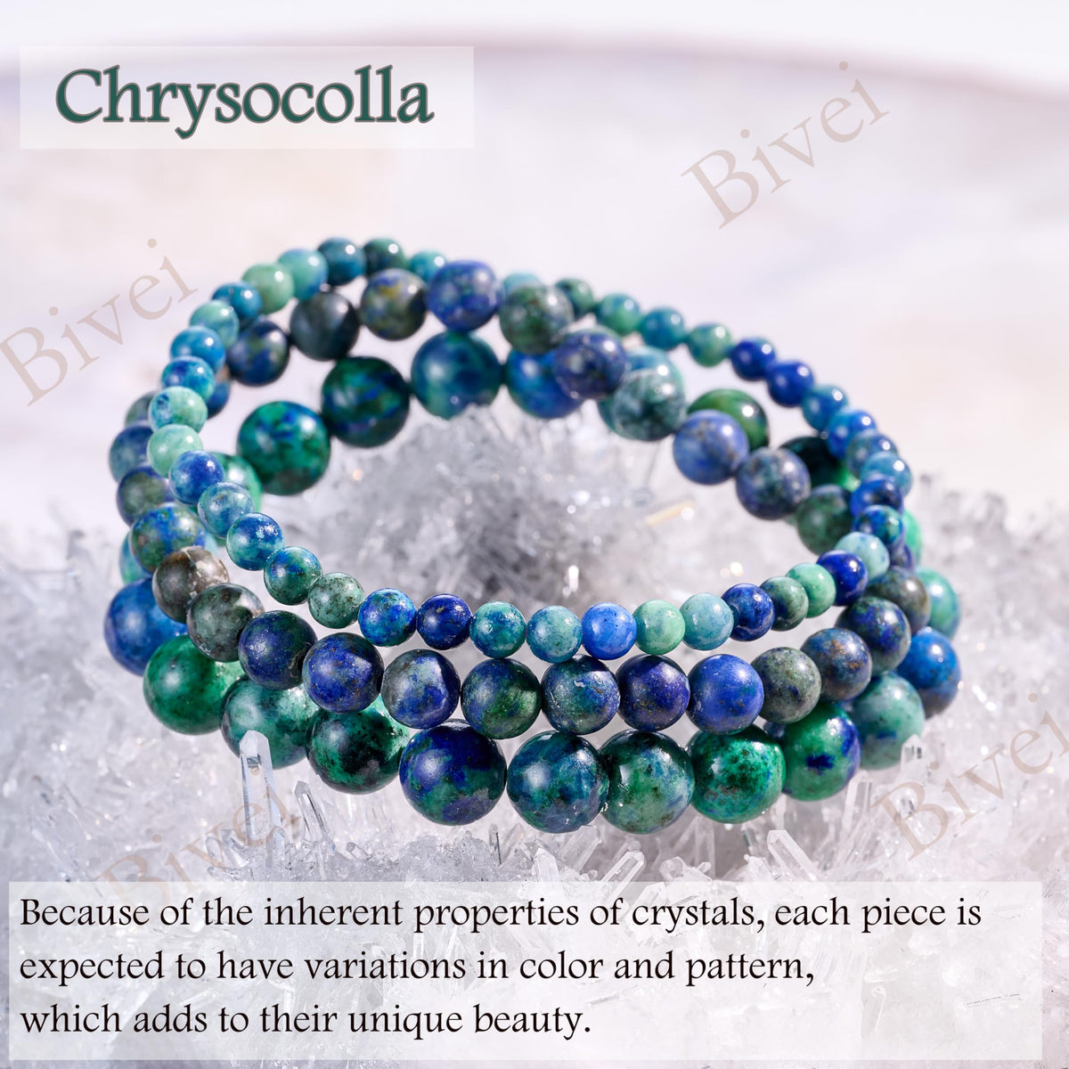 Chrysocolla-Gentle Expression-4mm Beaded Bracelets for Women Handmade Semi Precious Natural Stone Stretch Elastic Jewelry Yoga Protection Gifts