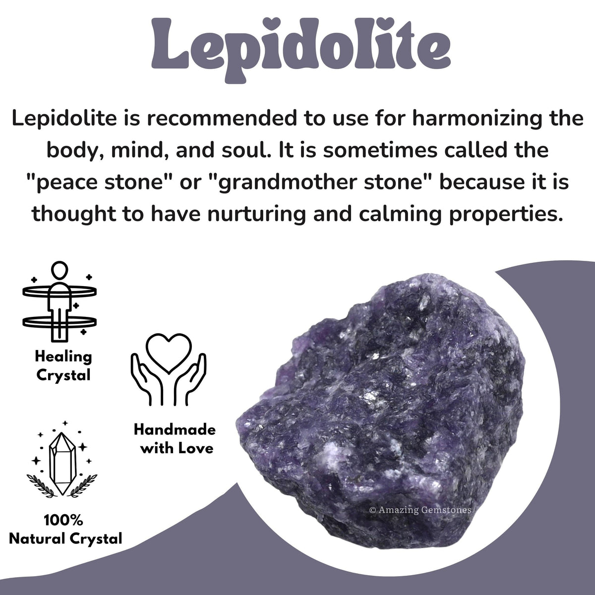 Amazing Gemstone Lepidolite Raw Crystals and Healing Stones, Natural Rocks for Tumbling and DIY Raw Stones and Crystals (1 Piece)