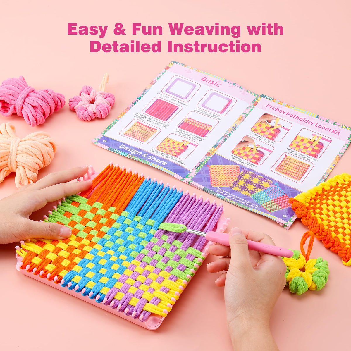 PP OPOUNT Weaving Loom for Kids & Adults, 432 Craft Loops Easy Pot Holder Loom Kit for Girls Ages 6 7 8 9 10 11 12, DIY Arts and Craft Projects for Beginners Making Potholders, Ideal Gifts for Kids