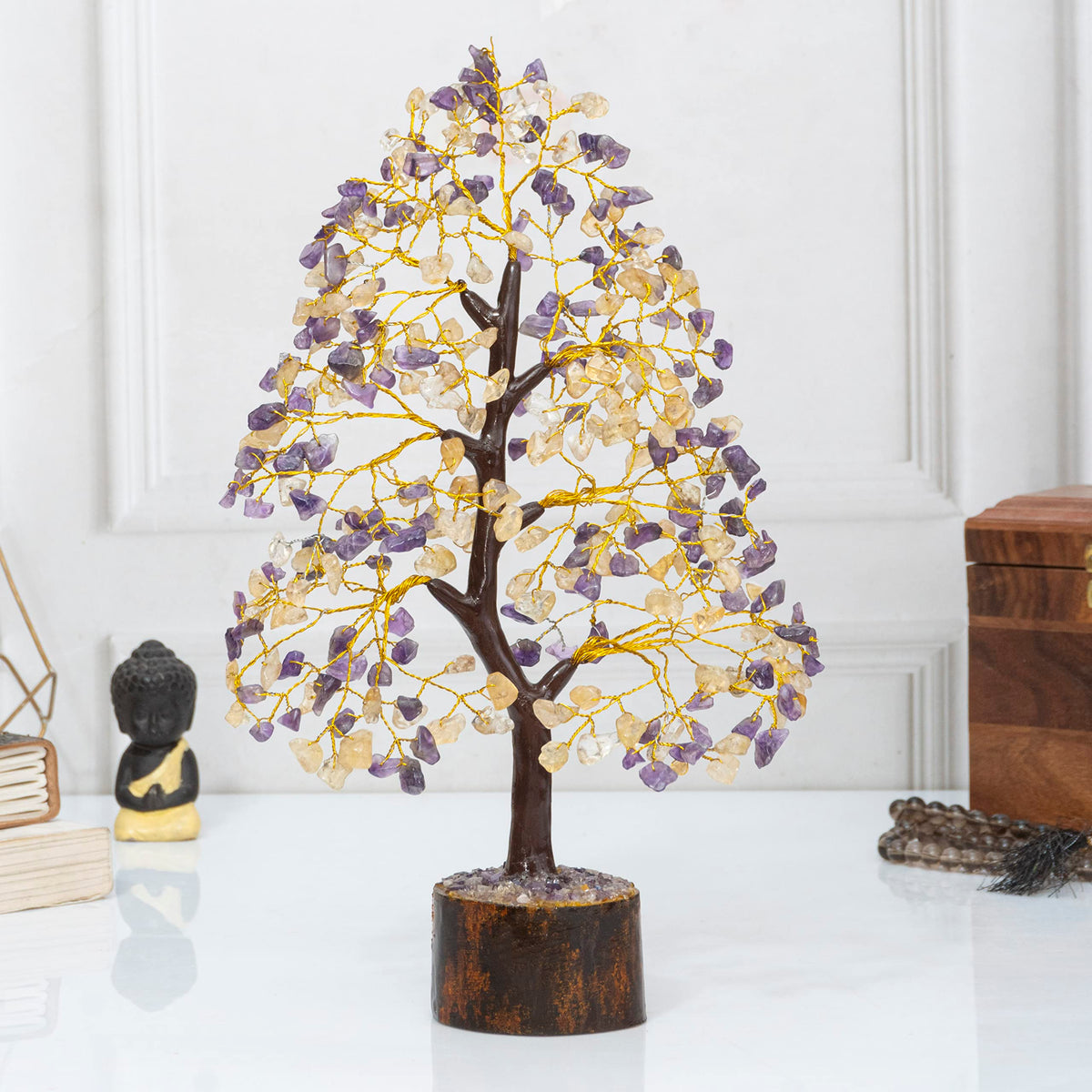 Crocon® Amethyst & Citrine Crystal Tree of Life, Gifts, Birthday Gifts for Women, House Warming Gift New Home Decor, Birthday Gift for Mom, Her Anniversary Presents, Unique Home Office Decor Idea