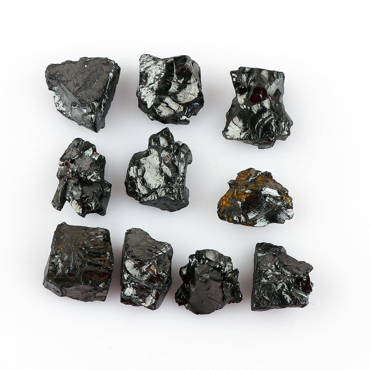CRYSTALINES 10pcs Wholesale Natural Raw Karelia Shungite Gemstone, Untreated Rough Stone, Bulk Loose Supplies, DIY Jewelry Making, Chakra Healing Crystals, Birthstone, Gem Collection, AAA Grade