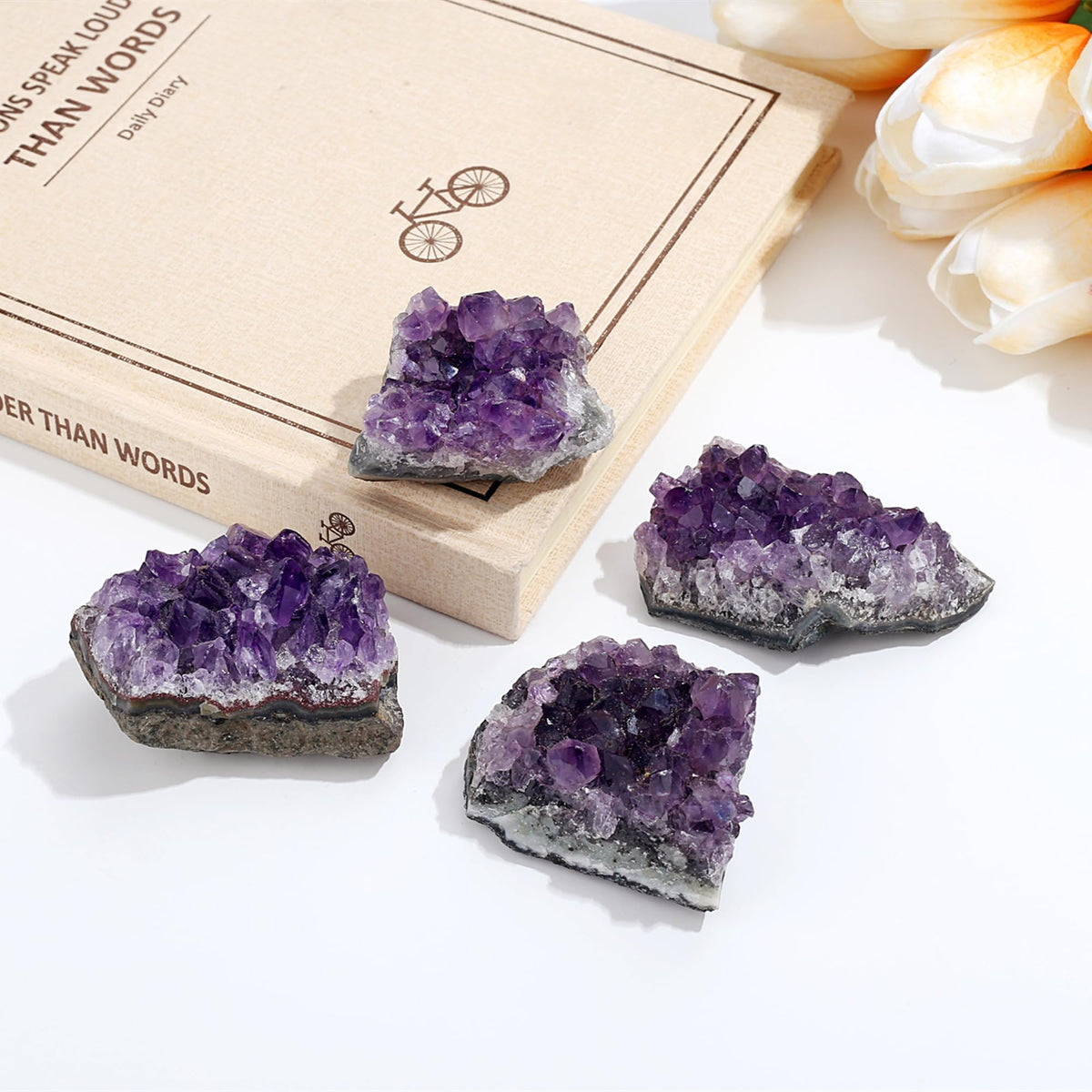 ZHIYUXI Amethyst Crystal Cluster Rock Geode Gemstones Purple Raw Crystals Stone Rock Collection Raw Energy Balance Reiki Home Decor 1Pc 50-70g
