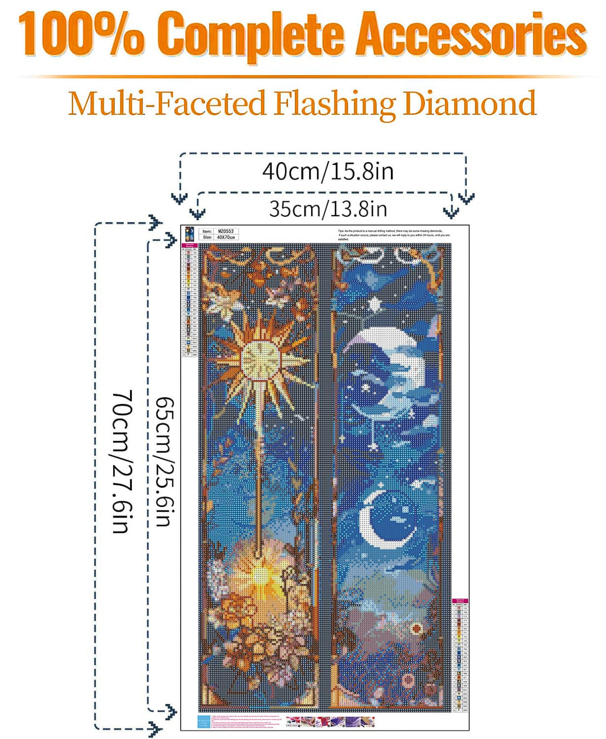 Axquilon Large Diamond Art Kits for Adults - Sun and Moon Diamond Painting Kits for Adults, 5D Round Full Drill Moon Gem Art Paint by Diamonds Pictures DIY Crafts Kits 16x28inch