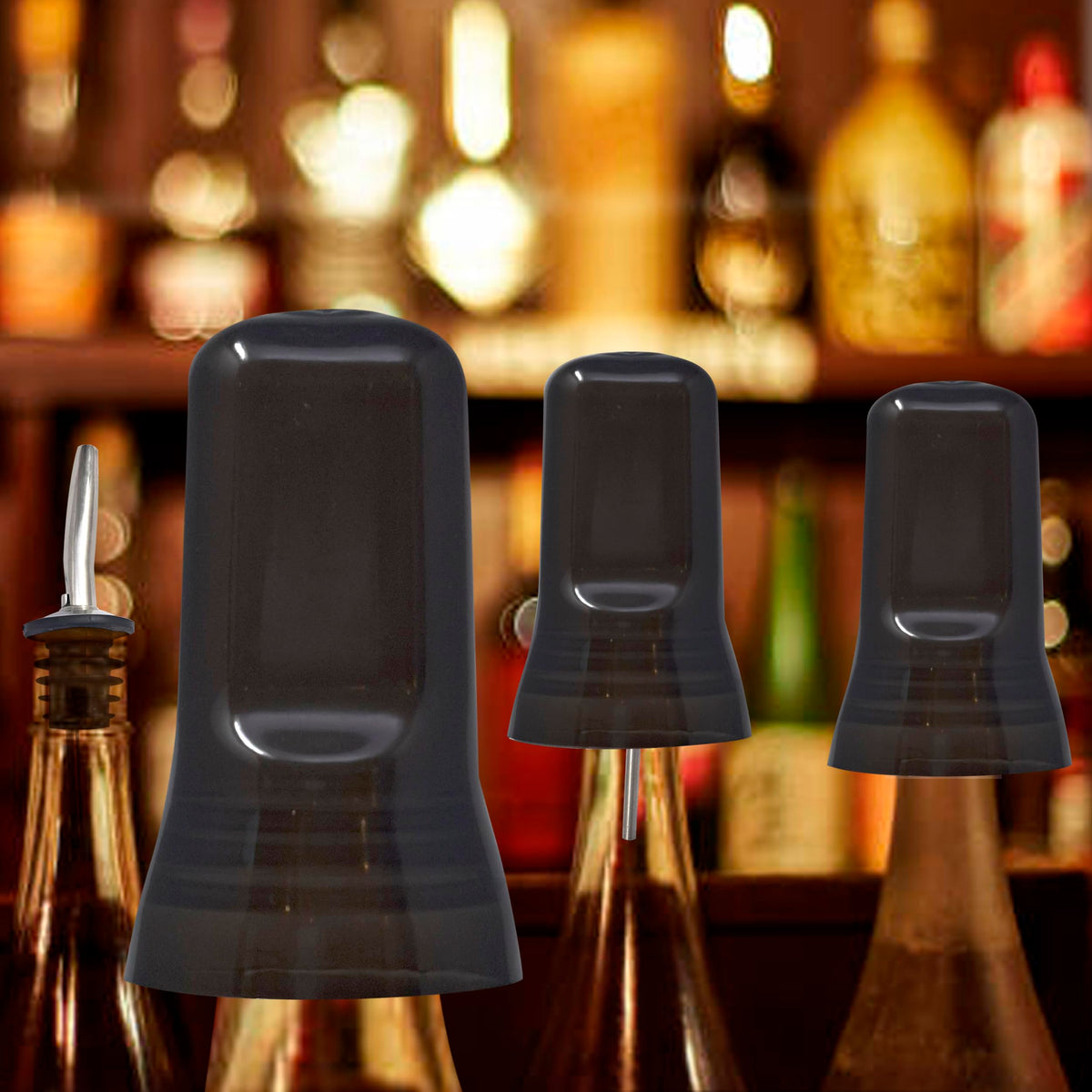 Esatto 24 Pieces Pour Spout Covers - Liquor Bottle Toppers Black, Universal Bottle Pour Dispenser,Liquor Bottle Covers Bottle Cover Dust for Home Kitchen Tools Supplies