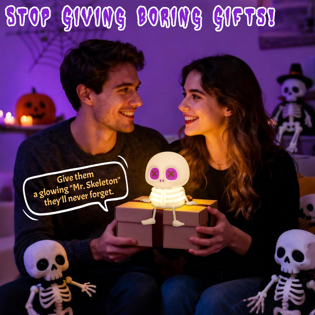 CoolGift Mart Skull Night Light, Silicone Touch Control Lamp. USB Rechargeable with Timer & Brightness Adjustment, Creates Customizable Glow for Gaming Room, Bedside, or Halloween Decor