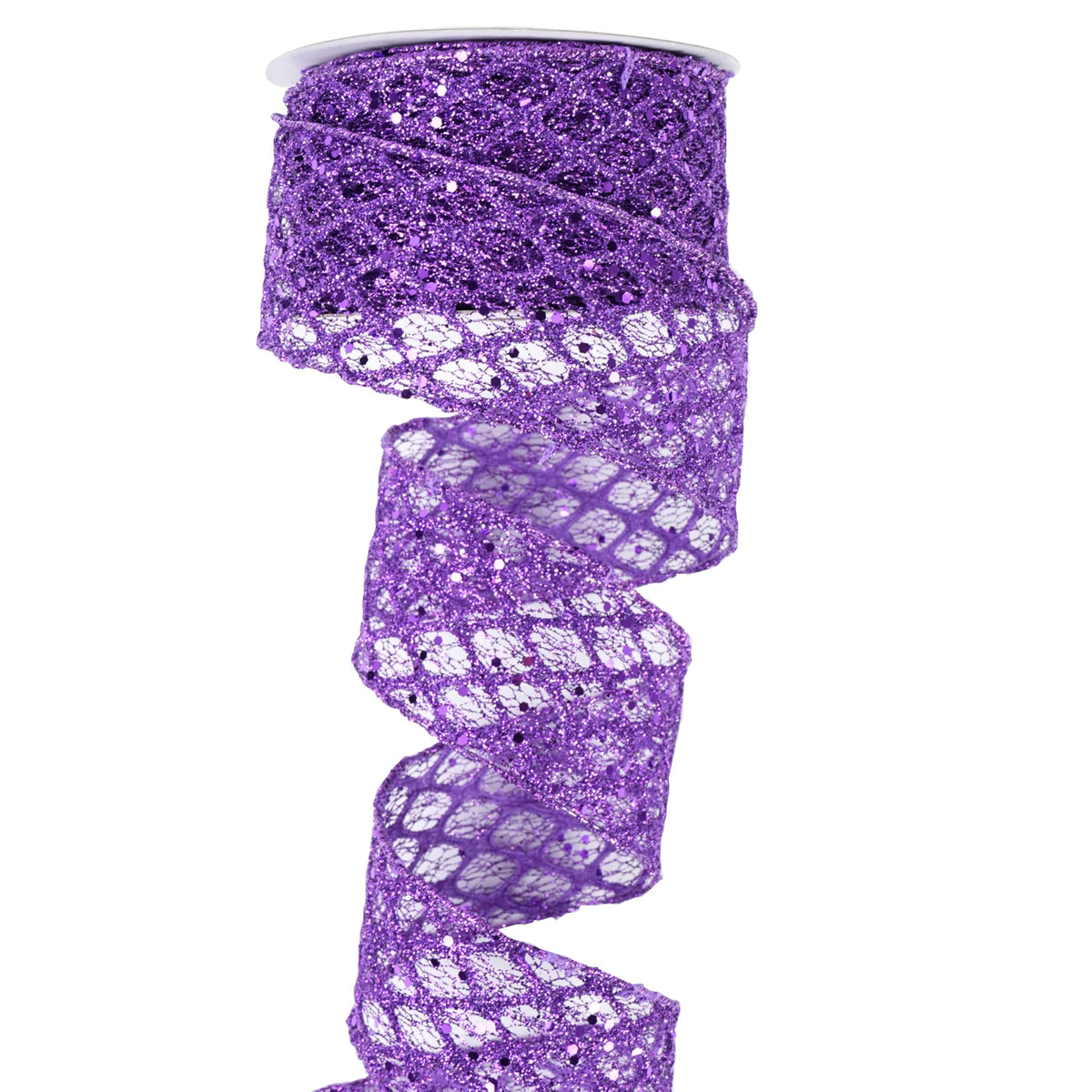 MAYREEL 2.5 Inch Purple Wired Ribbon Diamond Glitter Wire Ribbon for Halloween Christmas Decorations Gift Wrapping Wreath Supplies Tree Toppers 10 Yards