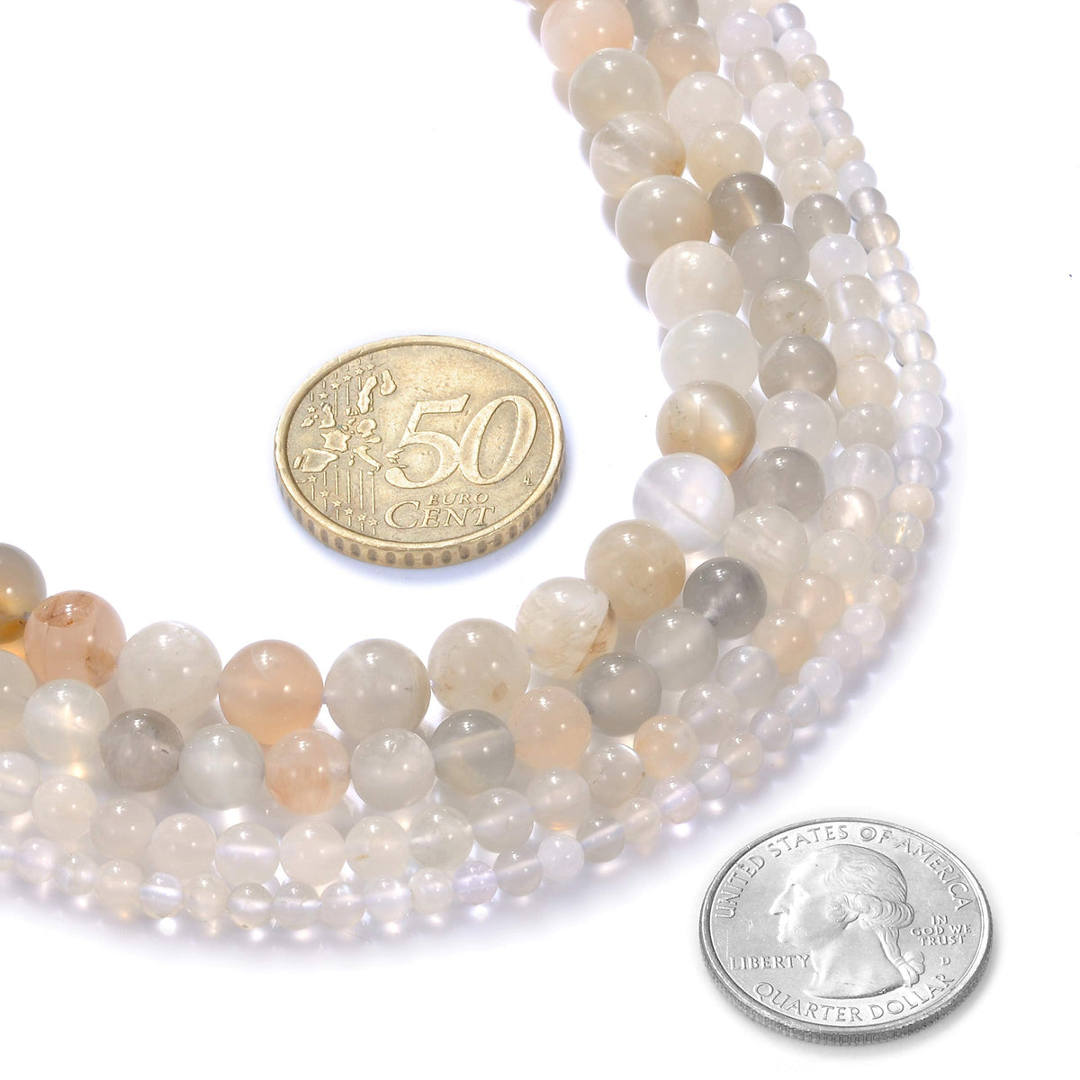 10mm Natural White Moonstone Gemstone Round Loose Beads Crystal Stone Bracelet Necklace Accessories Crafts for Jewelry Making DIY,1 Strand 15"