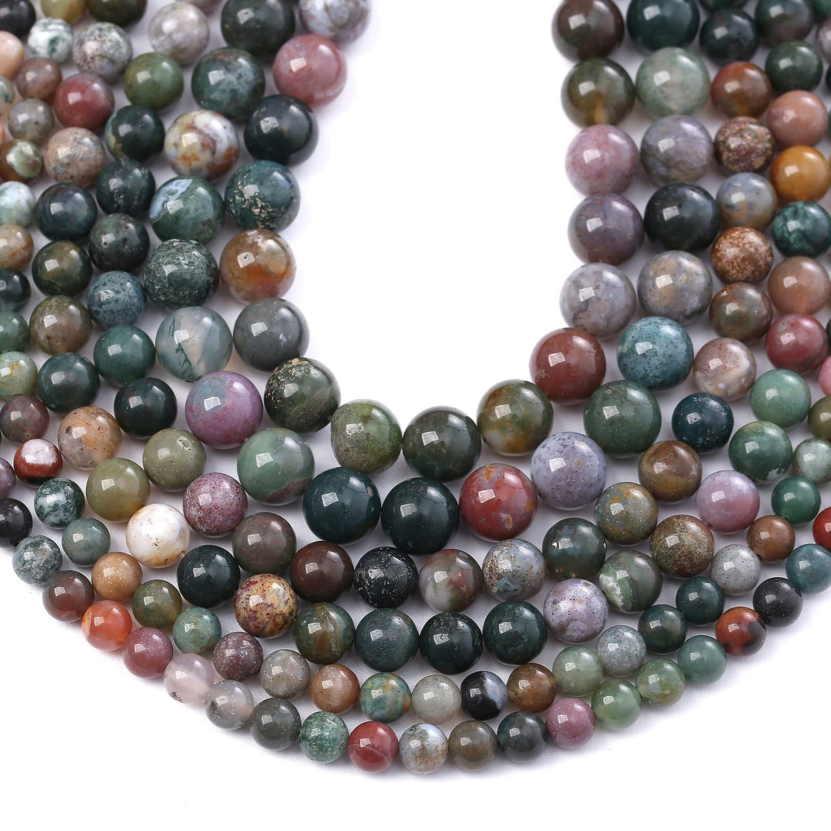 36PCS 10MM Natural Colorful Indian Agate Stone Beads Round Loose Beads for welry Making DIY Bracelet Necklace Accessory 15"