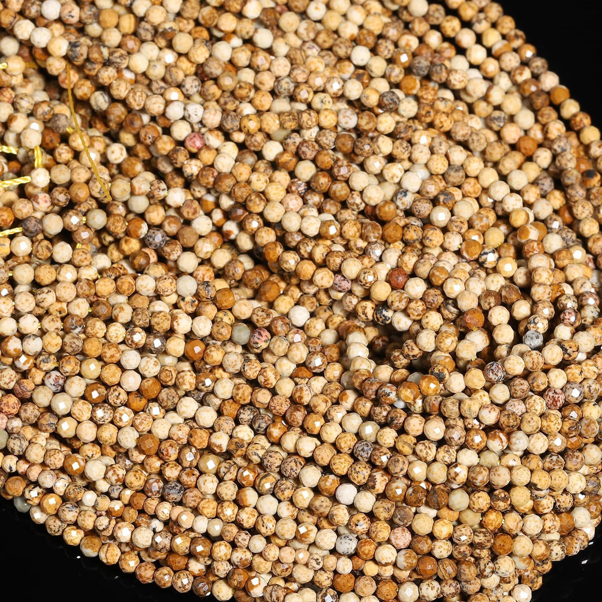 Song Xi 180pcs 2mm Natural Picture Gemstone Beads Faceted Round Loose Stone Beads for Jewelry Making (1 Strand)