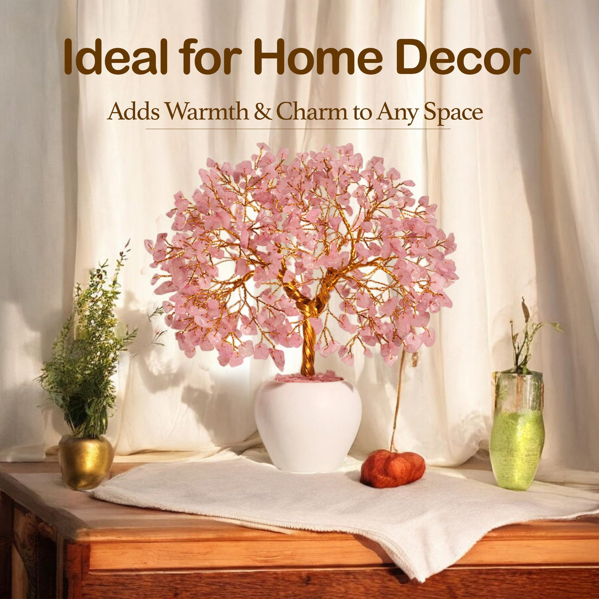YATSKIA Rose Quartz Crystals Tree, Crystals and Healing Stones, Pink Crystal Tree, Office Decor for Women, Birthday Gifts for Women, Crystal Decor, Spiritual Gifts