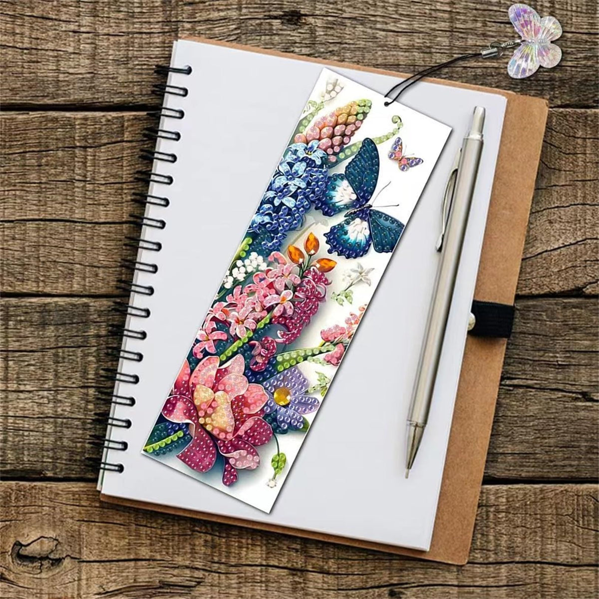 4pcs Butterfly Diamond Art Bookmarks,Flowers Diamond Painting Bookmark Kits for Adult,DIY Gem Art Small Crafts with Rhinestone Tassel,Paint by Diamonds for Birthday Reader Gifts(Butterfly02)