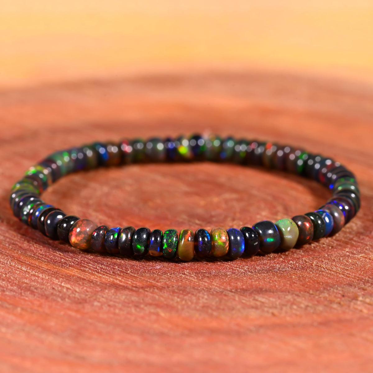 GEMS OF BAY Opal Bracelet (9 Inches, Black)