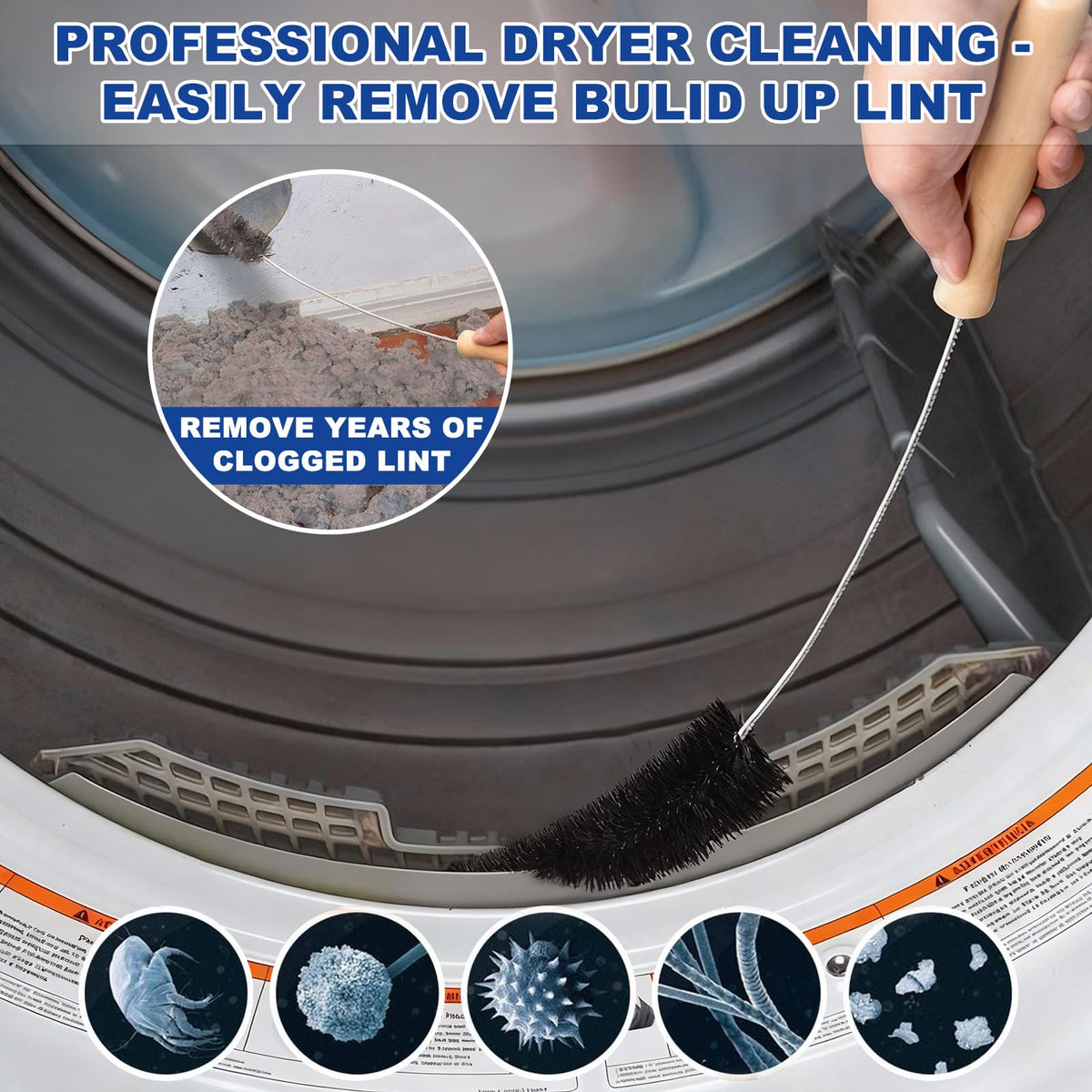 Sealegend 2 Pieces Dryer Vent Cleaner Kit and Flexible Dryer Lint Brush Vacuum Hose Attachment Power Lint Remover Refrigerator Coil Brush, Black
