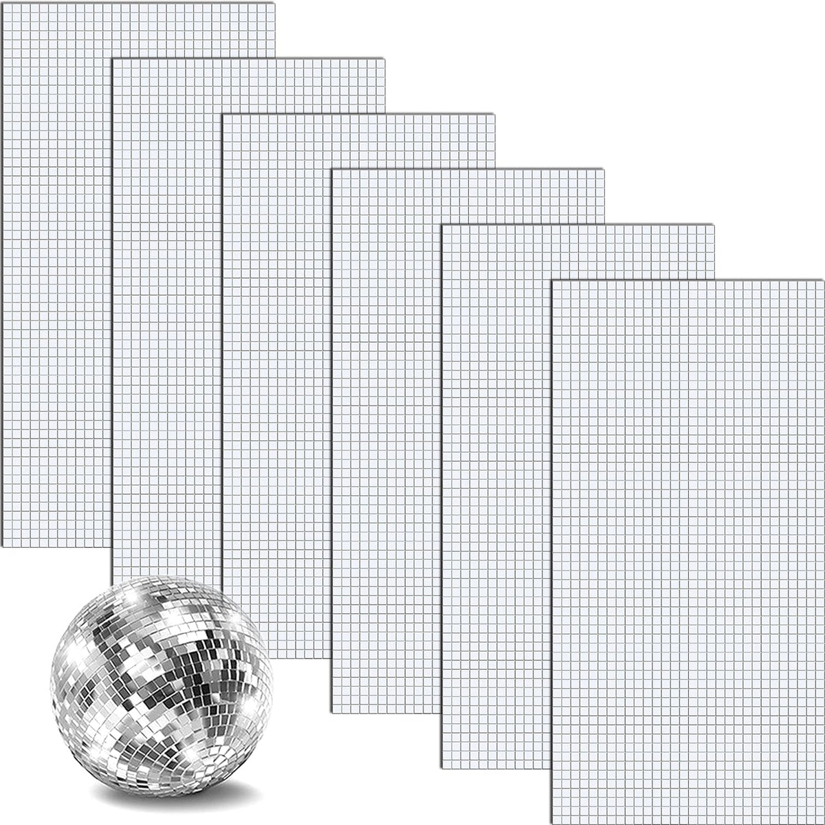 10800 Pcs Self Adhesive Mosaic Tiles, MaehSab 5 x 5 mm Square Disco Ball Mirror Tiles Sticker for DIY Craft, Hat, Interior Decoration, Card Making and Art Collage Silver