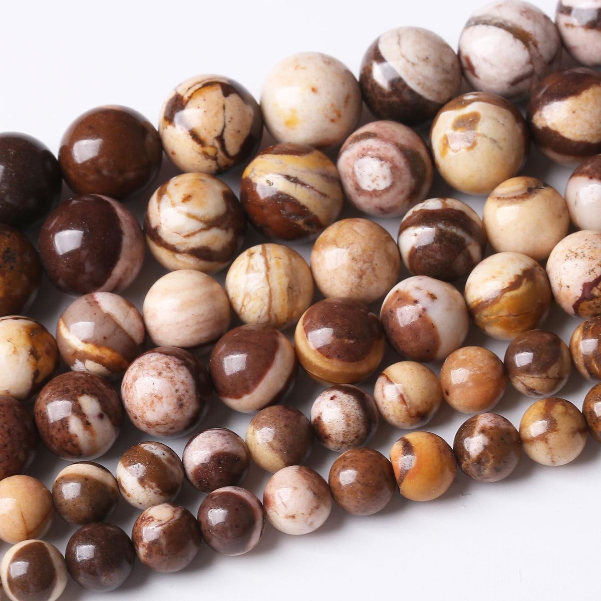 32PCS 12MM Natural Brown Zebra Round Loose Stone Beads for Jewelry Making DIY Energy Stone Healing Power Bracelet 15"