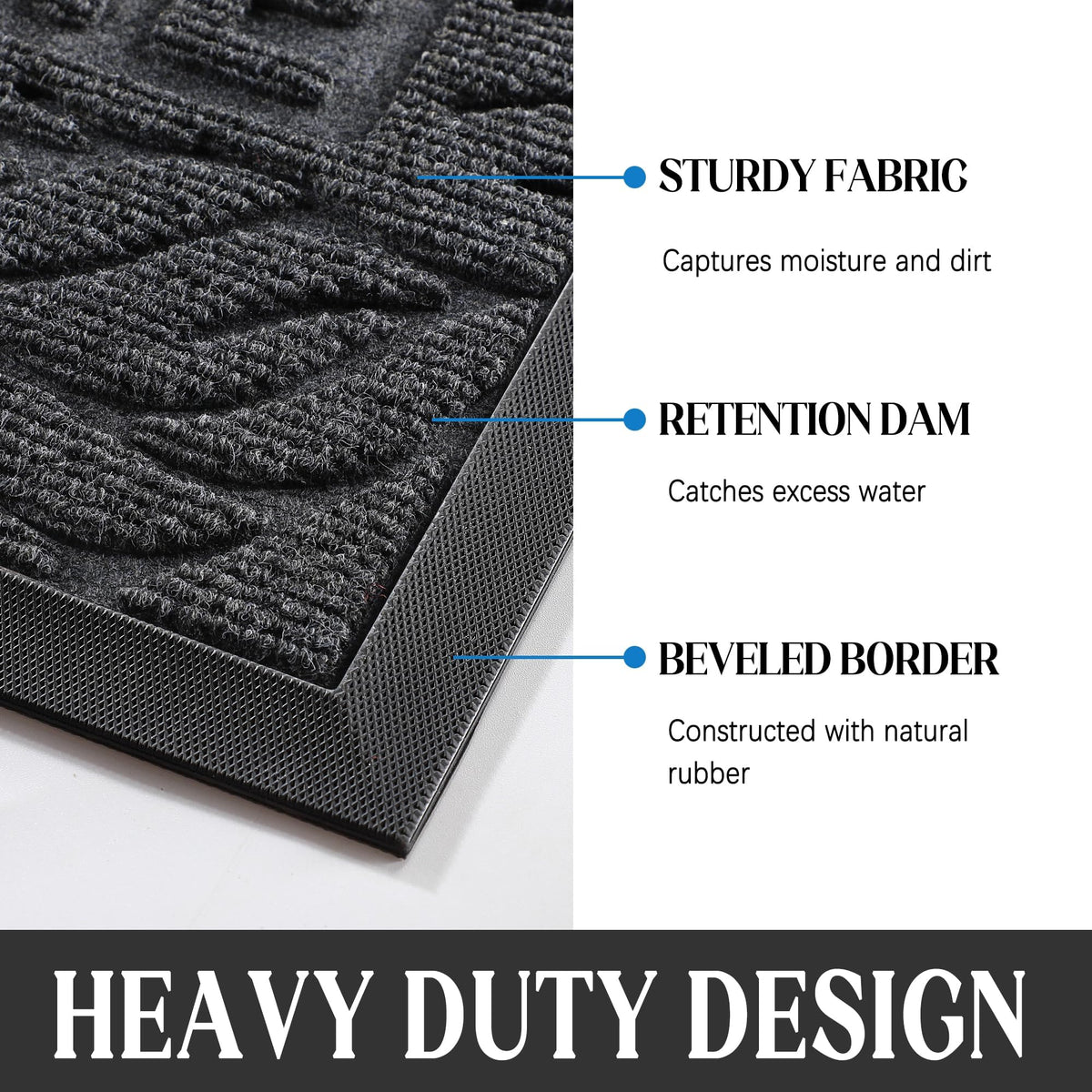 Yimobra Welcome Mat Outdoor 29.5x17, Waterproof Non-Slip Outdoor Mats for Front Door Outside Entrance, Low-Profile Entryway Mat Indoor for Garage Patio, Grey