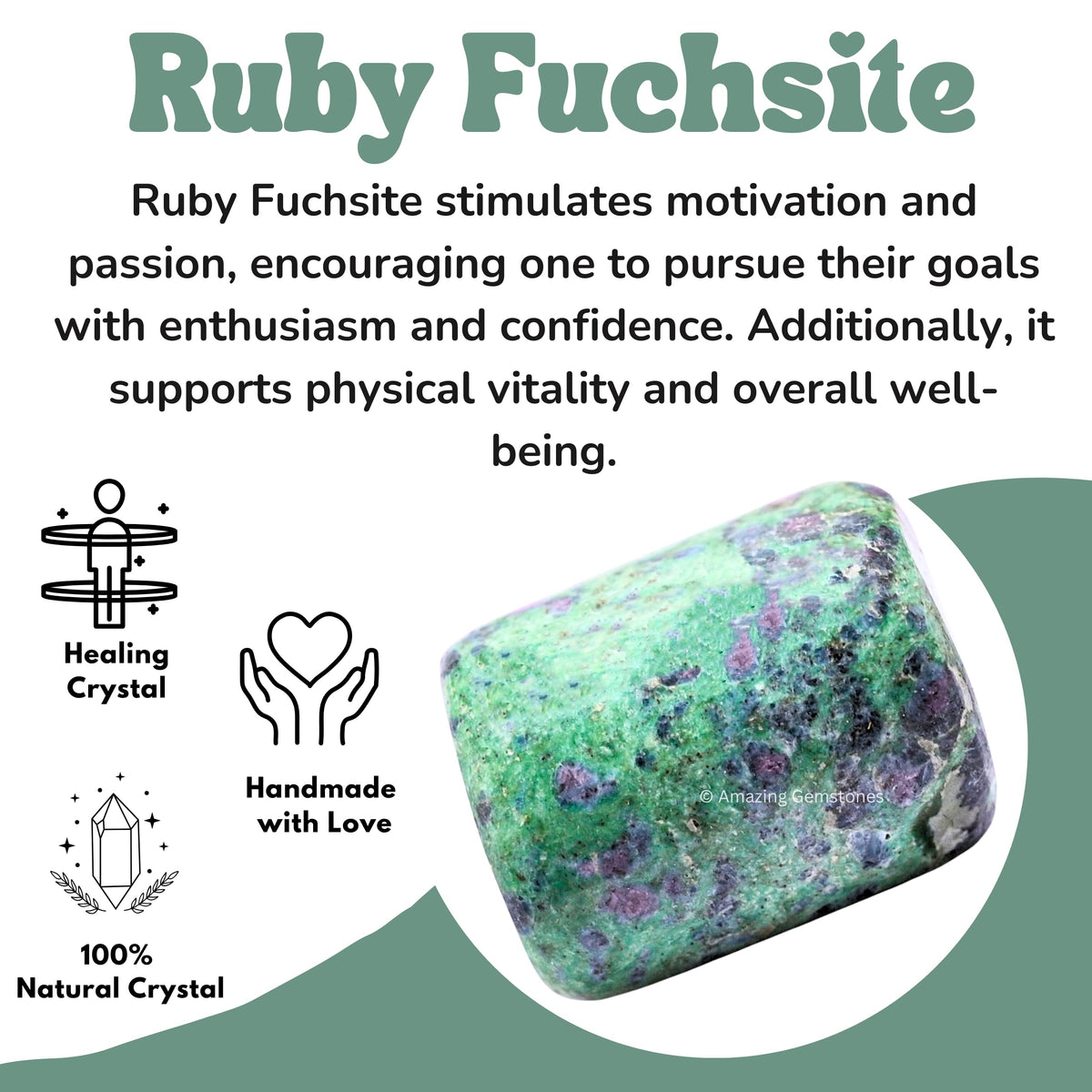 Amazing Gemstone Ruby Fuchsite Crystals and Healing Stones Tumbled - 1000+ Carats Ruby Fuchsite Stone, Natural Healing Stones for Energy Balance, Stress Relief - Premium Polished Gems Rocks