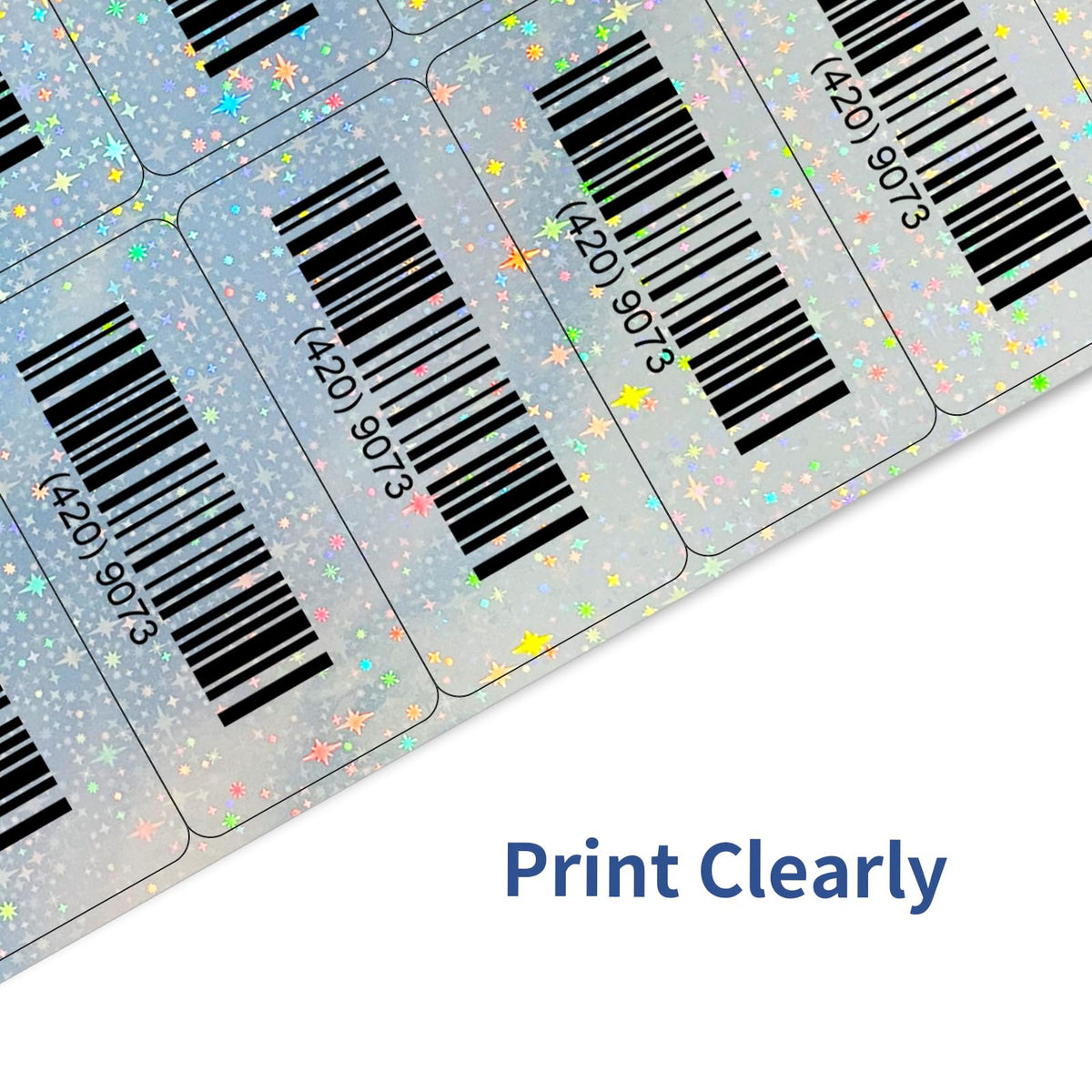 STARLIBOO Shipping Labels Stickers, 2"×4" Printable Holographic Mailing Labels for Laser/Inkjet Printing- Matte, Permanent Adhesive Sticker (Holographic Star)