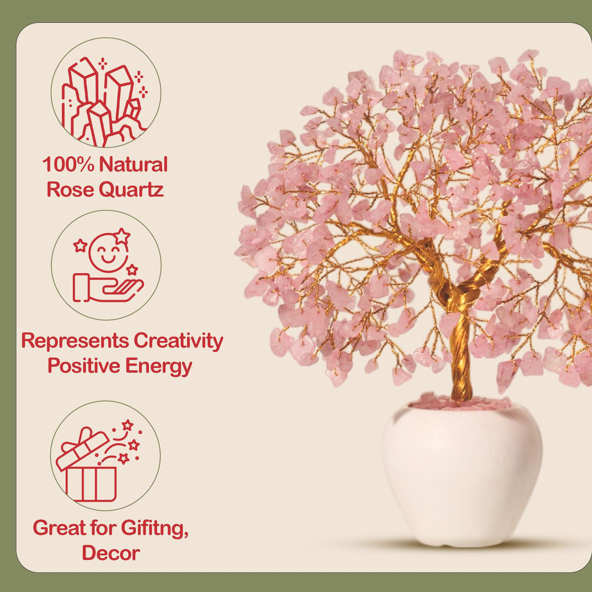 YATSKIA Rose Quartz Crystals Tree, Crystals and Healing Stones, Pink Crystal Tree, Office Decor for Women, Birthday Gifts for Women, Crystal Decor, Spiritual Gifts