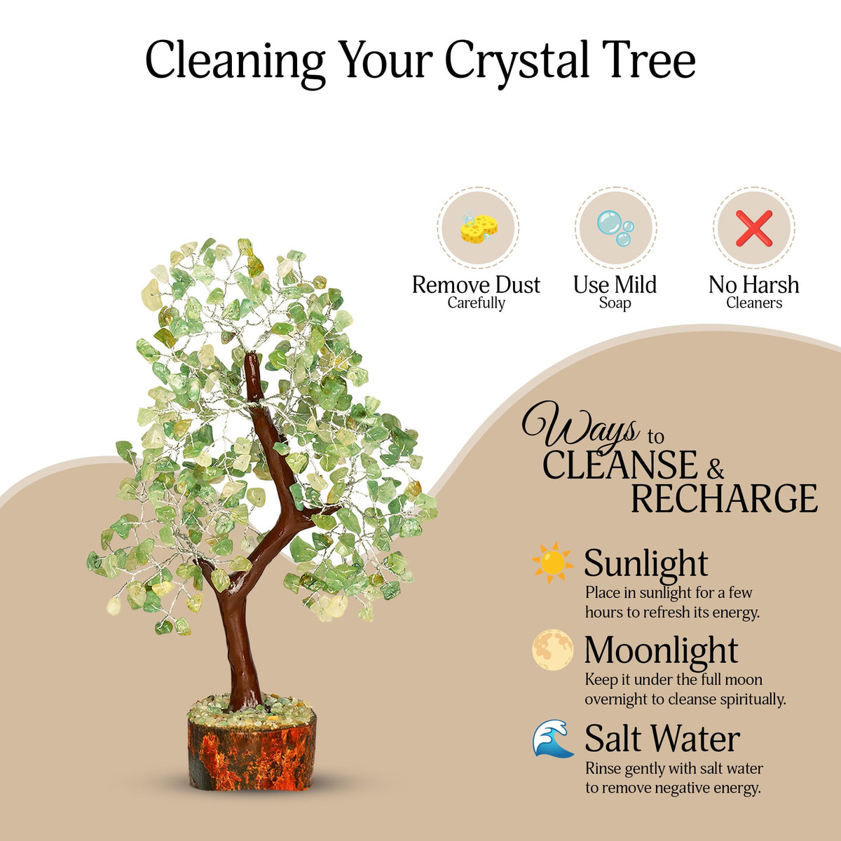 YATSKIA Green Jade Crystal Tree of Life - Crystals and Stones - Gemstone Tree - Crystals Decor - Feng Shui Decor - Crystal Gifts for Women