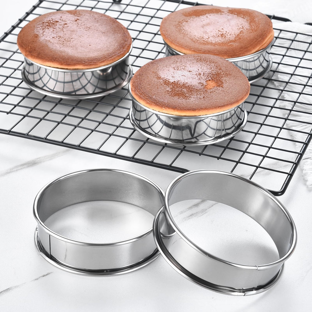 DATANYA 12Packs 4 Inch English Muffin Rings Crumpet Rings Stainless Steel Double Rolled Tart Rings, Round Metal Cooking Pastry Ring Molds for Crumpets baking