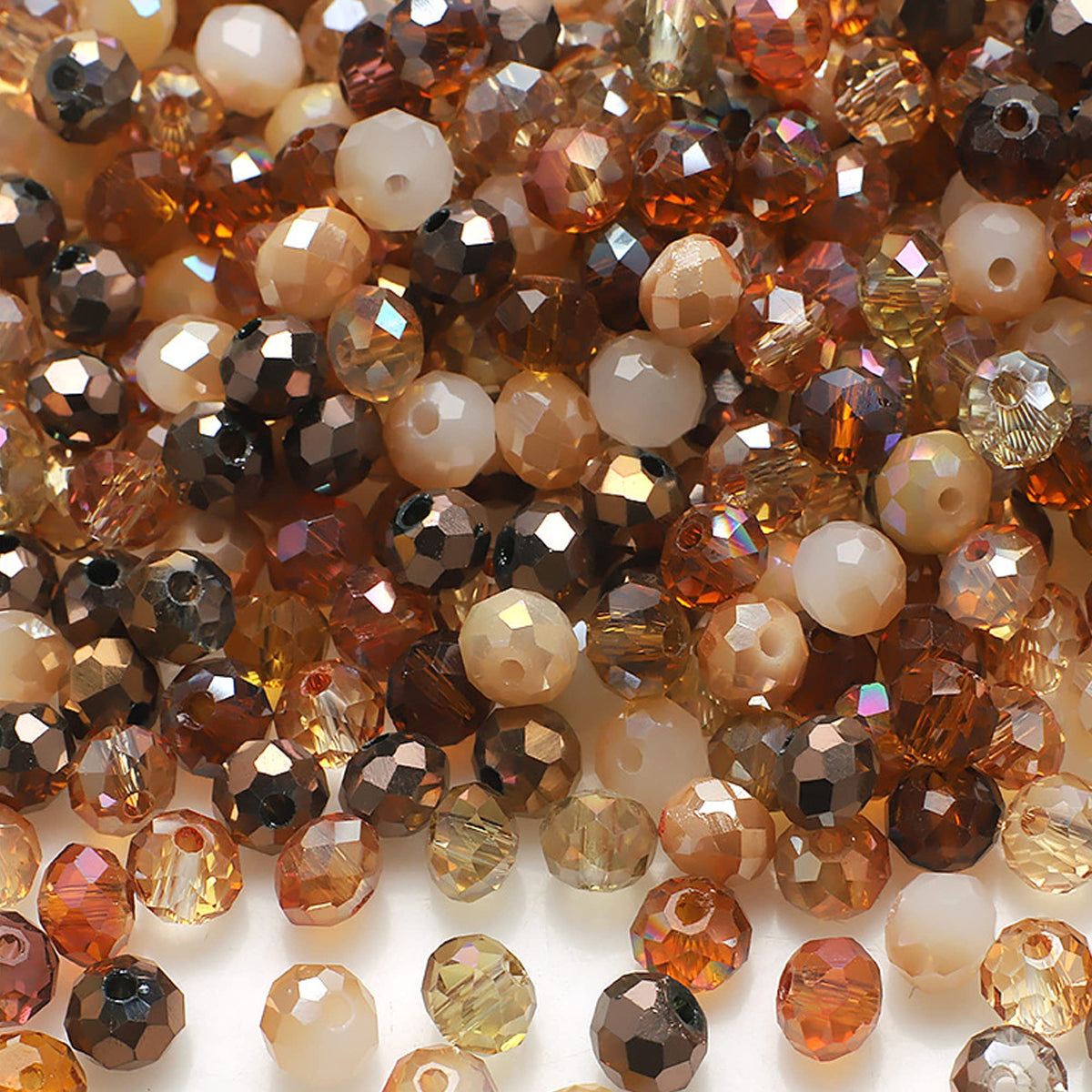 Niziky 500PCS 4MM Coffee Round Crystal Beads for Jewelry Making