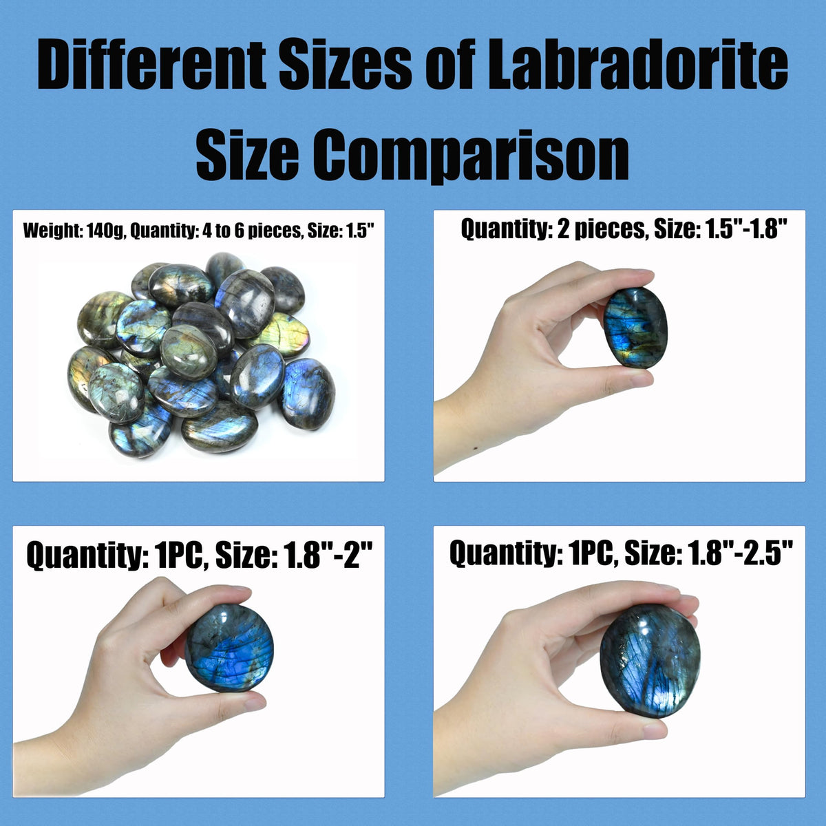 4-6PCS Gemstone Labradorite Crystals, Irregular Shaped Labradorite Healing Stones, Natural Hand Carved Palm Stone Worry Stone Crystals for Meditation, Home Decor-140g