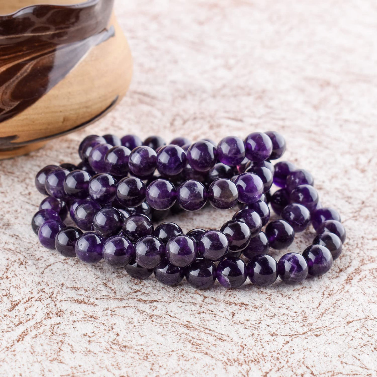 Purification Bracelet Handmade Natural Amethyst Gemstone Bracelet - Chakra Healing Crystals Stretchable Unisex Bracelet - February Birthstone - Genuine Stone Beaded Round Beads 10mm - Yoga - Bracelet