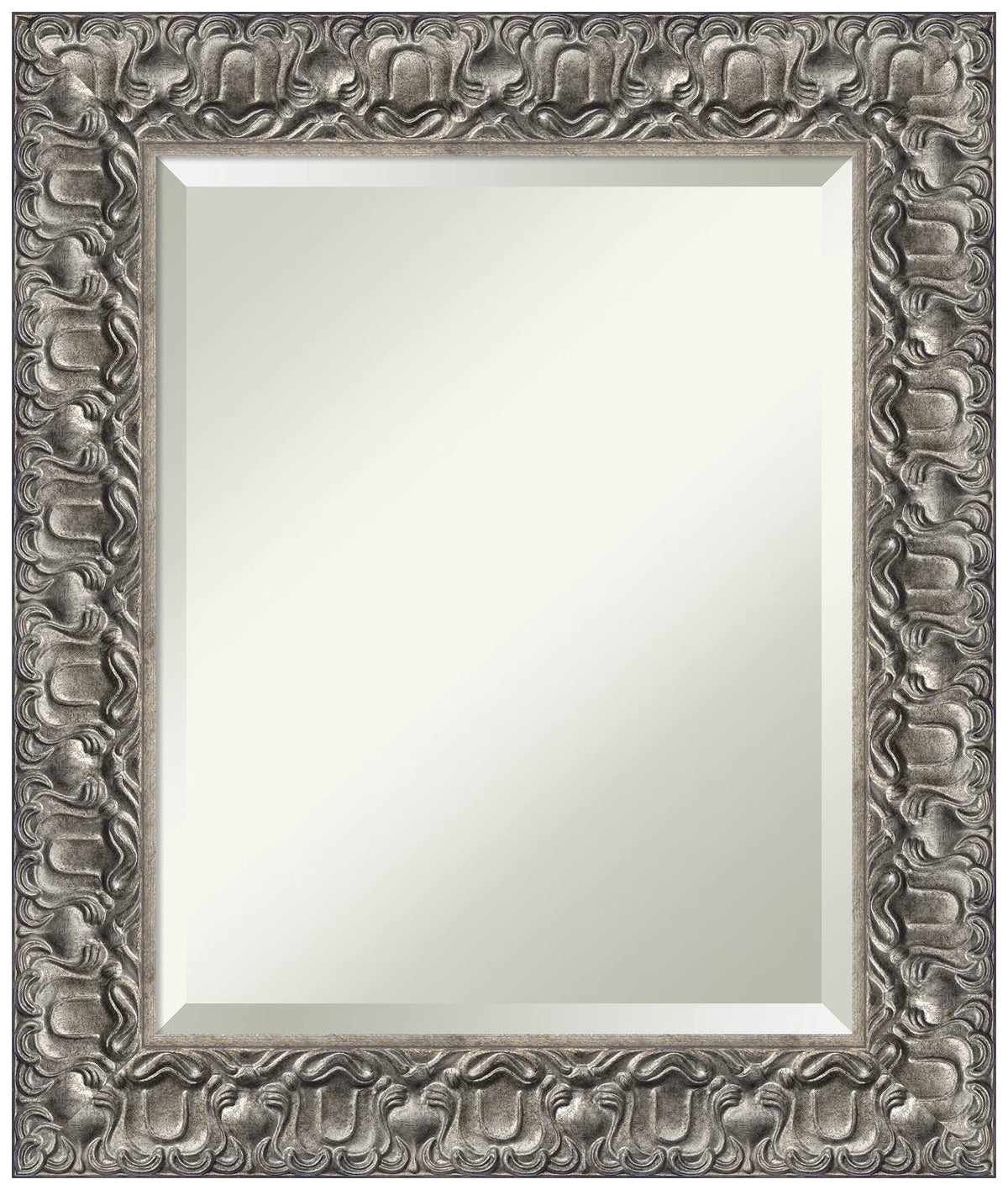 Amanti Art Silver Bathroom Mirror for Over Sink, 26x22 Silver Luxor Rectangle Vanity Mirror, Small Traditional Wood Frame, Hangs Horizonally and Vertically, Bathroom Wall Decor, Beveled Edge