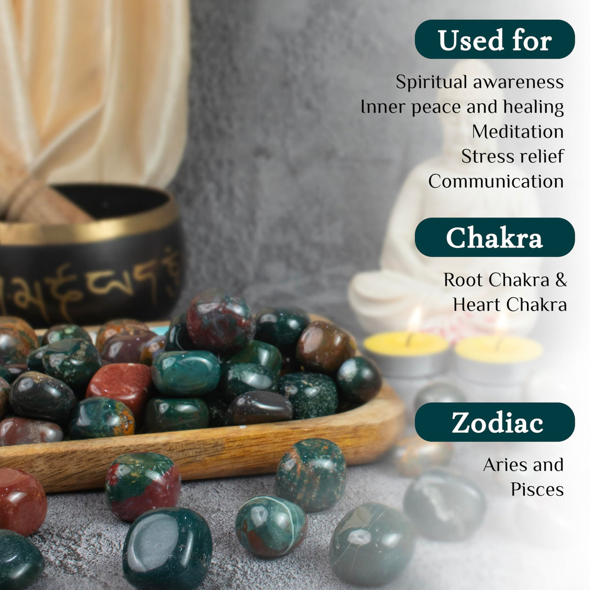 BEZAVO Bloodstone Healing Crystals Stones Set Tumbled Stones and Crystals Bulk for Healing, Reiki, Meditation, Witchcraft Crystals Gemstone for and Spiritual Home Decor 20-25 mm, 1LB