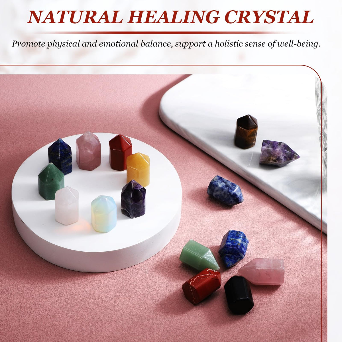 MECCANIXITY Crystals Wands Clear Quartz Hexagonal Faceted Single Points Towers Pocket Polished Stone Bulk for Energy Chakra Meditation Crystal Healing, 15 x 25mm (White),5Pcs