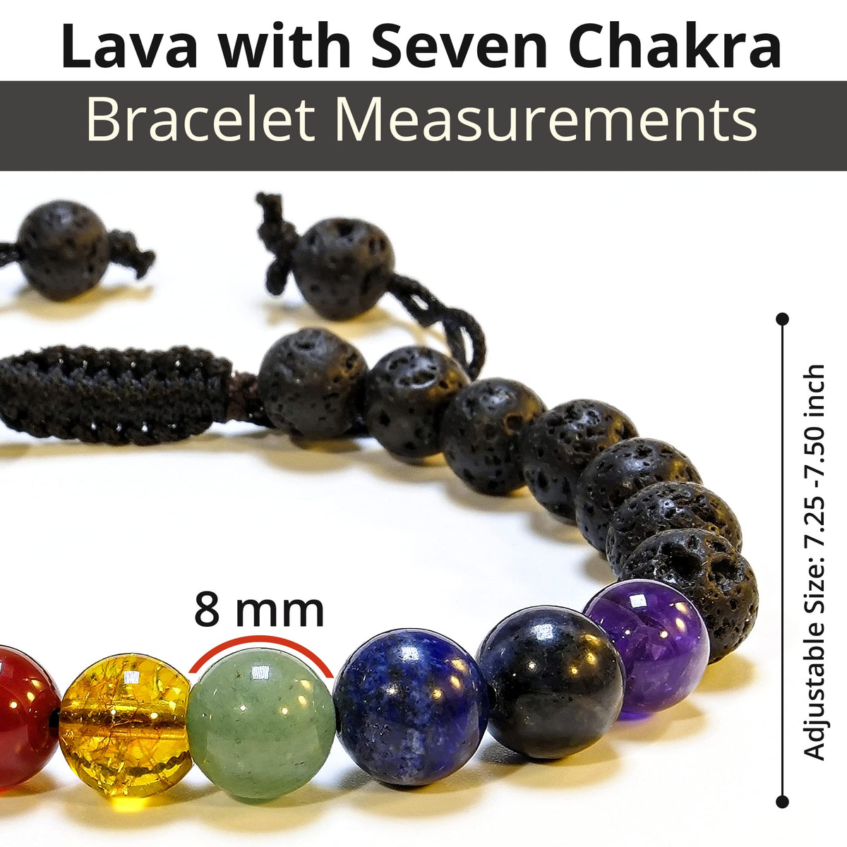 ANAYA AGATE Healing Crystal Bracelet – Chic Gemstone Bracelet for Men and Women – 8mm Round Bead Bracelets for Spiritual Healing, Protection, Positive Energy - 7 Chakra, Lava