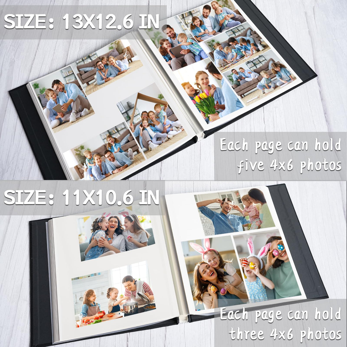 Vienrose Photo Album Self Adhesive for 2x3 4x6 5x7 8x10 Pictures DIY Scrapbook 40 Blank Pages Linen Cover Memory Book for Wedding, Baby Growth, Travel, Black