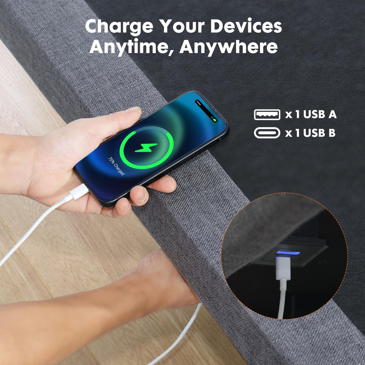 Sweetcrispy Full Adjustable Bed Frame, Ergonomic Electric Base with Wireless Remote and 2 USB Ports, Head and Foot Incline, Zero Gravity, Anti-Snore, Easy Assembly
