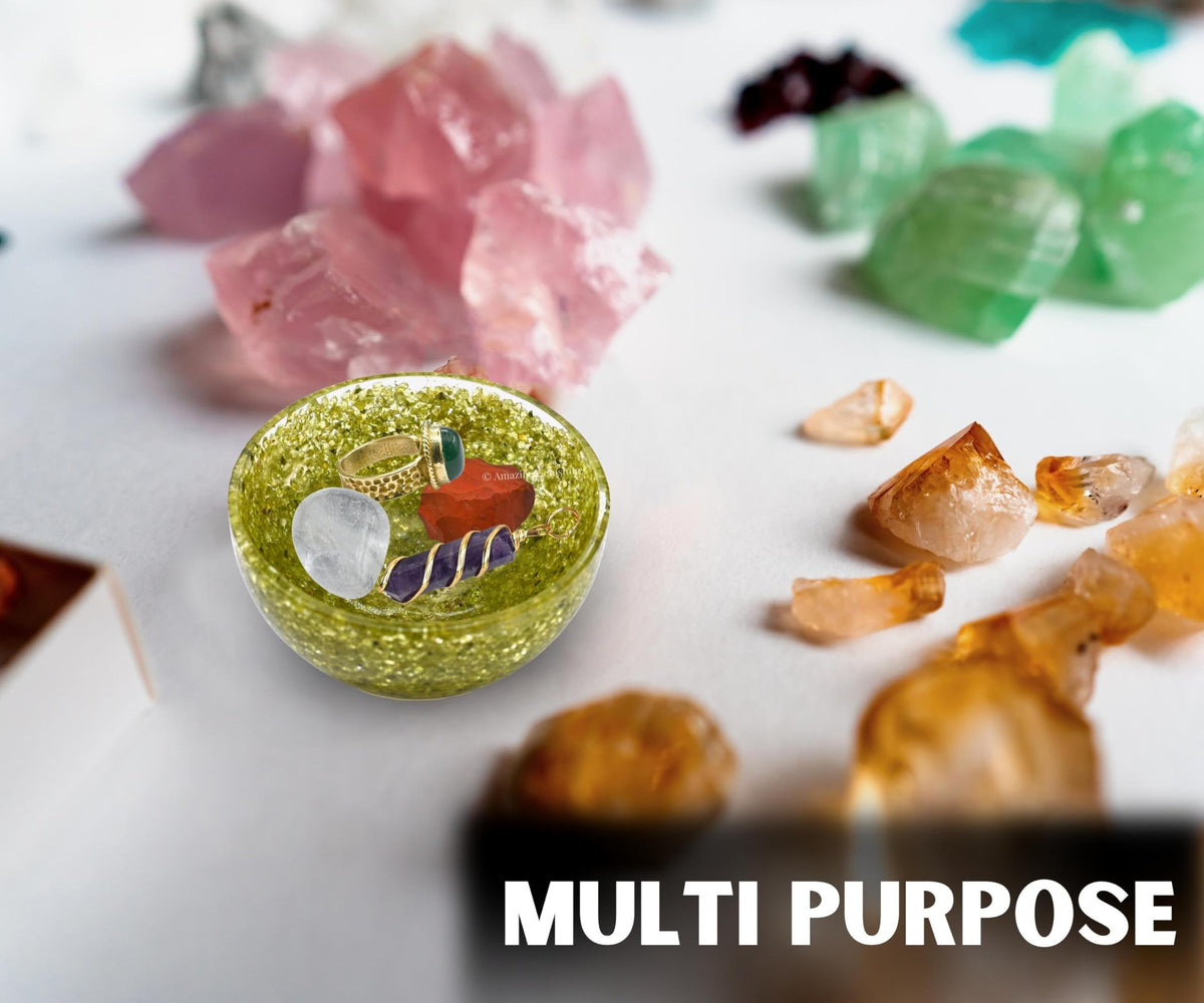 Amazing Gemstone Peridot Orgonite Orgone Crystal Gemstone Bowl - 2" Orgonite Peridot Crystal Bowl for Meditation, Crystals and Healing Stones Gift and Protection