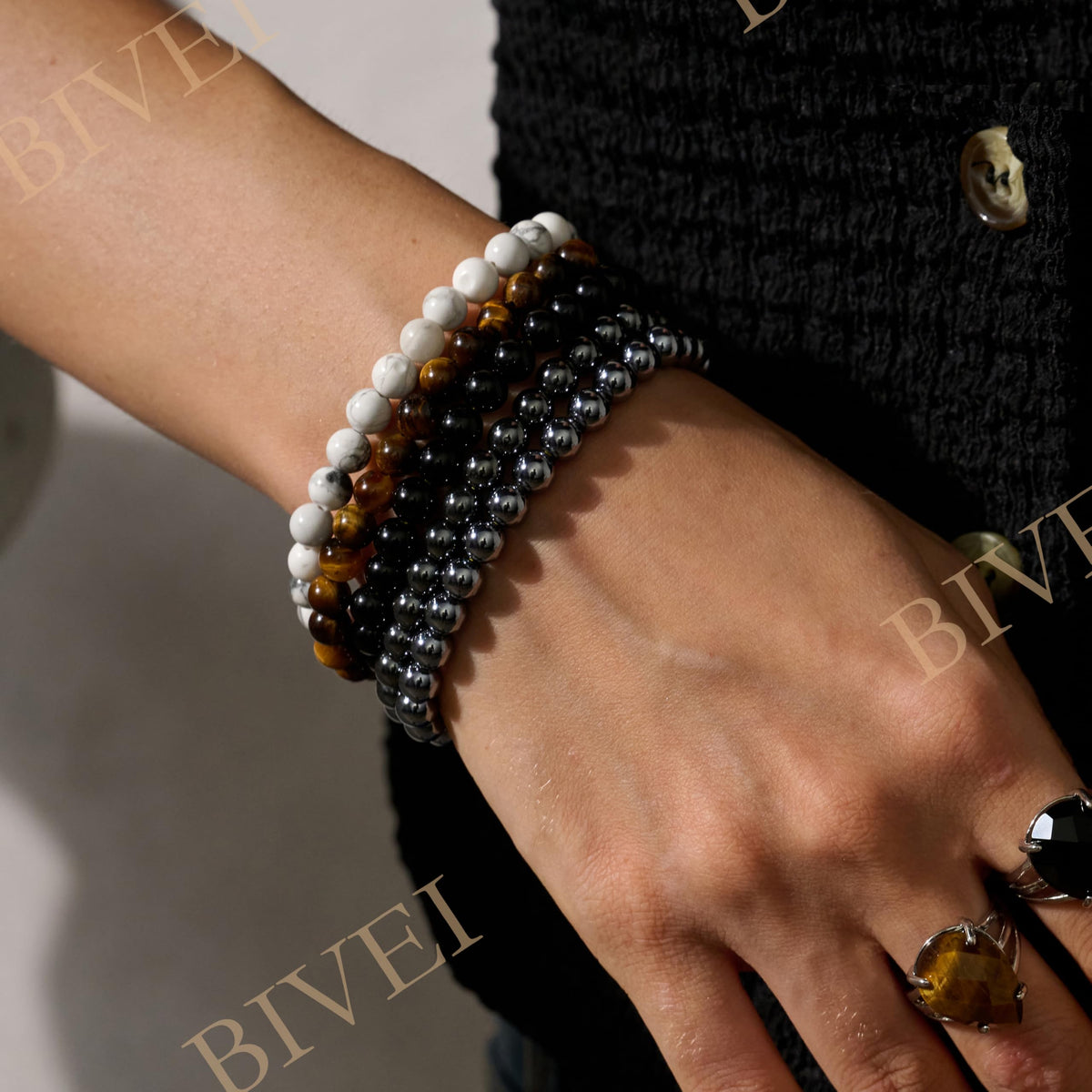 Hematite - Mental Mastery - 6mm Beaded Bracelets for Women Handmade Semi Precious Natural Stone Stretch Elastic Jewelry Yoga Protection Gifts Small