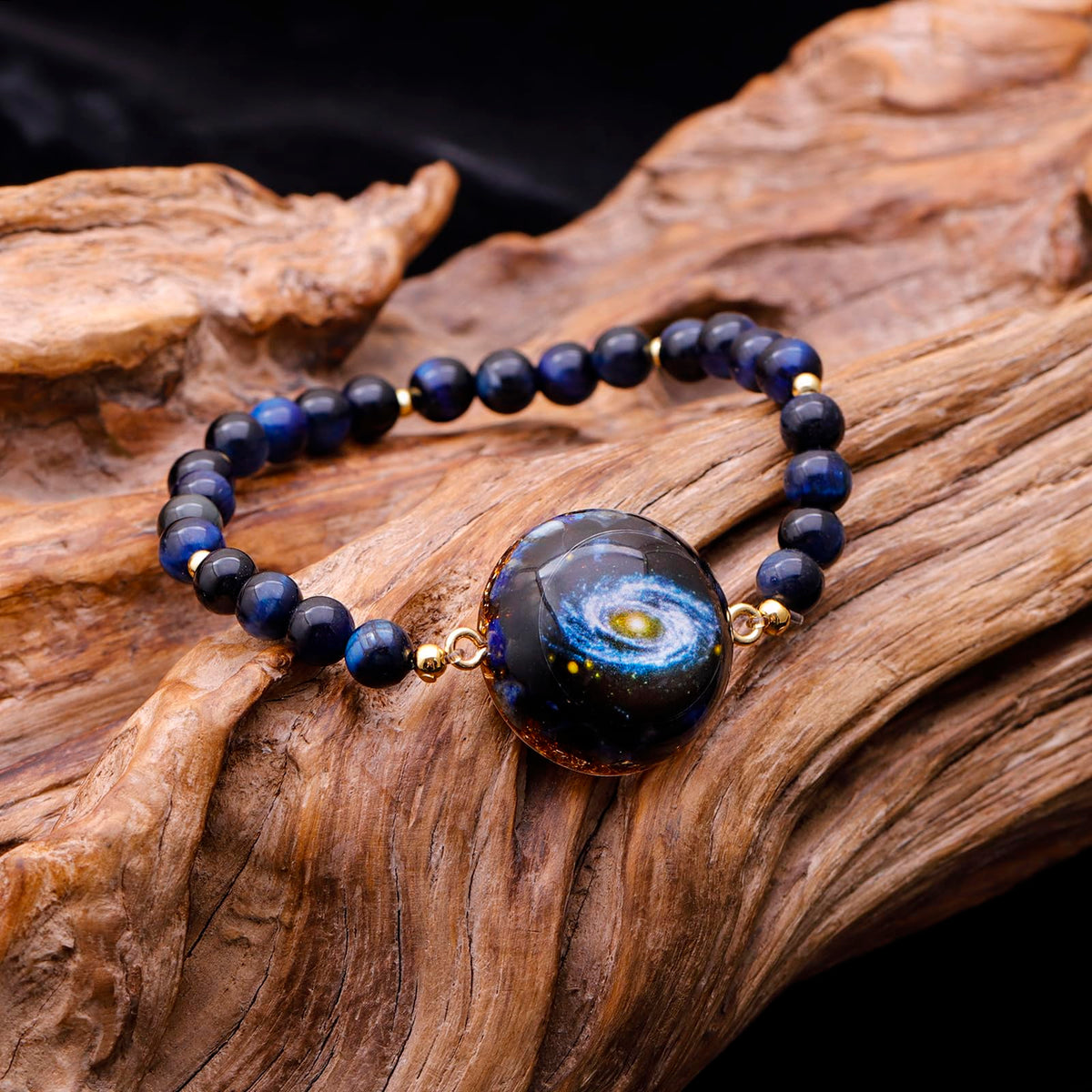 Day Day Up Blue Tiger's Eye Stretchy Bracelet, Orgonite Energy Healing Crystal Beads, Elastic Chakra Jewelry (Style 6)