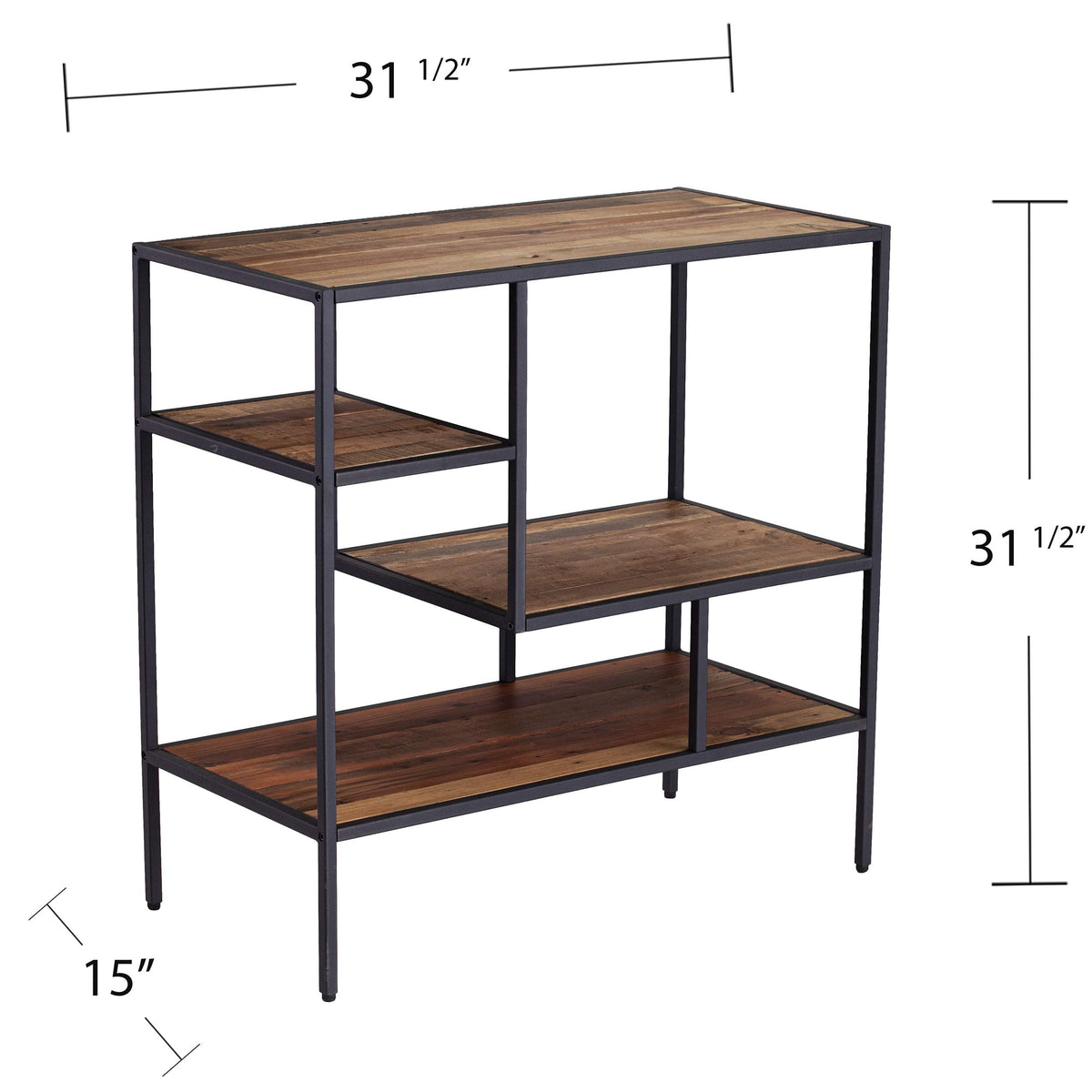 SEI Furniture - Mathry Reclaimed Wood Shelf - Natural - Reclaimed Wood & Iron Metal - Rustic Design - Ideal for Home Offices, Living Rooms, Dens, 31.5" W x 15.75" D x 31.5" H (HZ1058238)