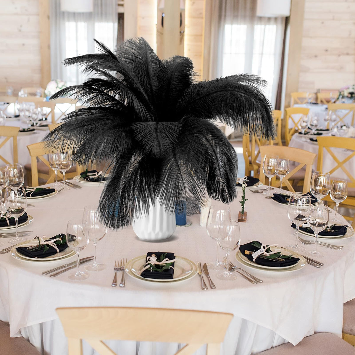 80pcs 15-17 inches (38-43 cm) Natural Bulk Ostrich Feathers Kit. Kits Contain 8-10 inches of Feathers and 7 inches of White Feather Sticks.for Various DIY Projects. (Black, 8-10-Inch)