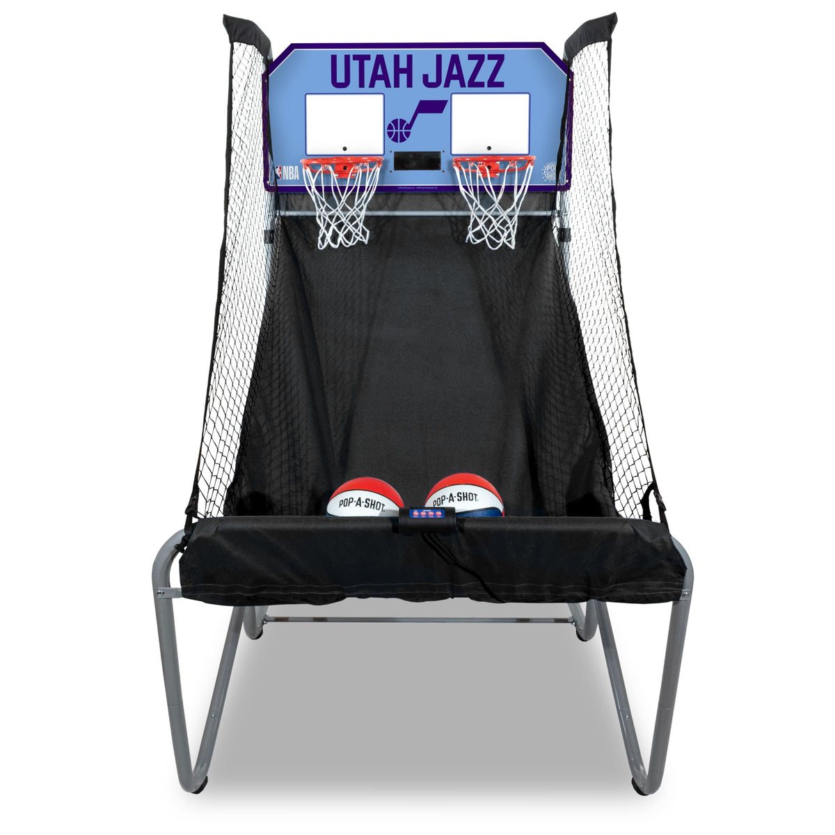 Pop-A-Shot - Home Dual Shot with Utah Jazz NBA Graphics l Sensor Scoring l 16 Game Modes l 7 Balls l Foldable Storage l for All NBA Fans