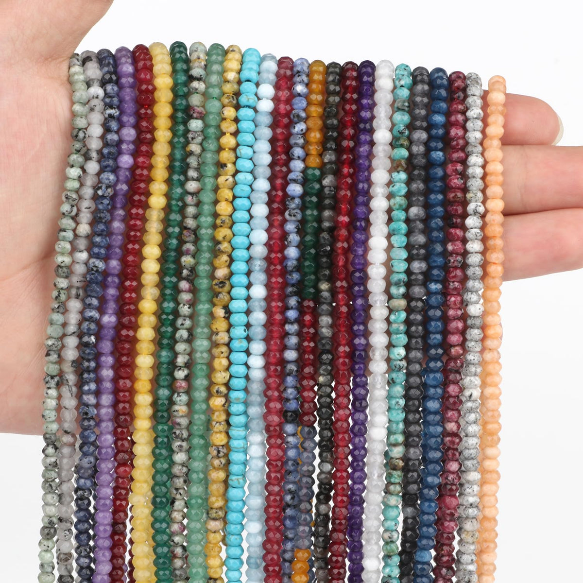 2 String 220PCS 3x5mm Natural Purple Chalcedony Stone Beads for Jewelry Making, Songxi Facted Loose Gemstone Beads for DIY Bracelet Necklace Making Supplies with Energy Healing Chakra Power