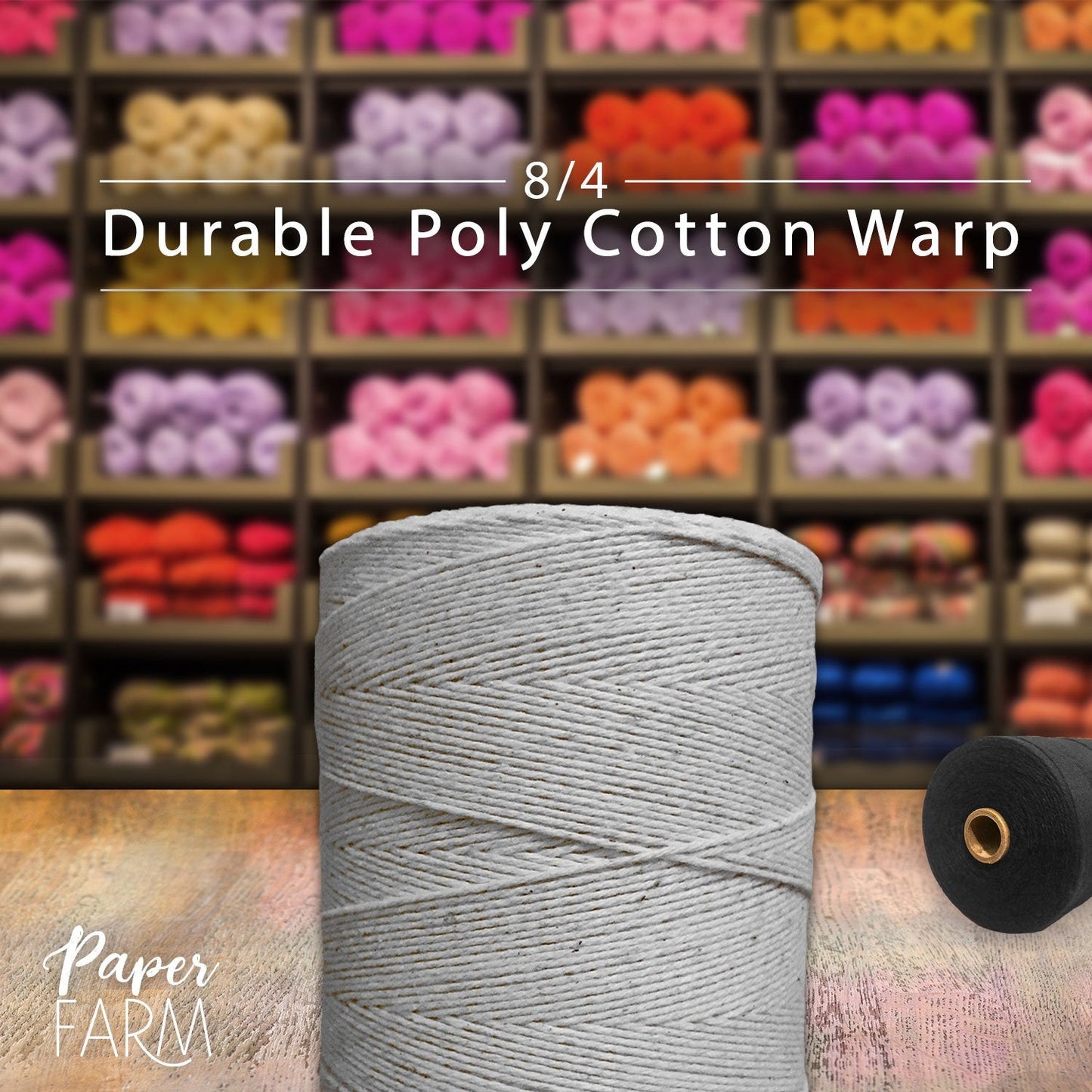 Durable Loom Warp Thread (Gray), 8/4 Warp Yarn (800 Yards), Perfect for Weaving: Carpet, Tapestry, Rug, Blanket or Pattern - Warping Thread for Any Loom