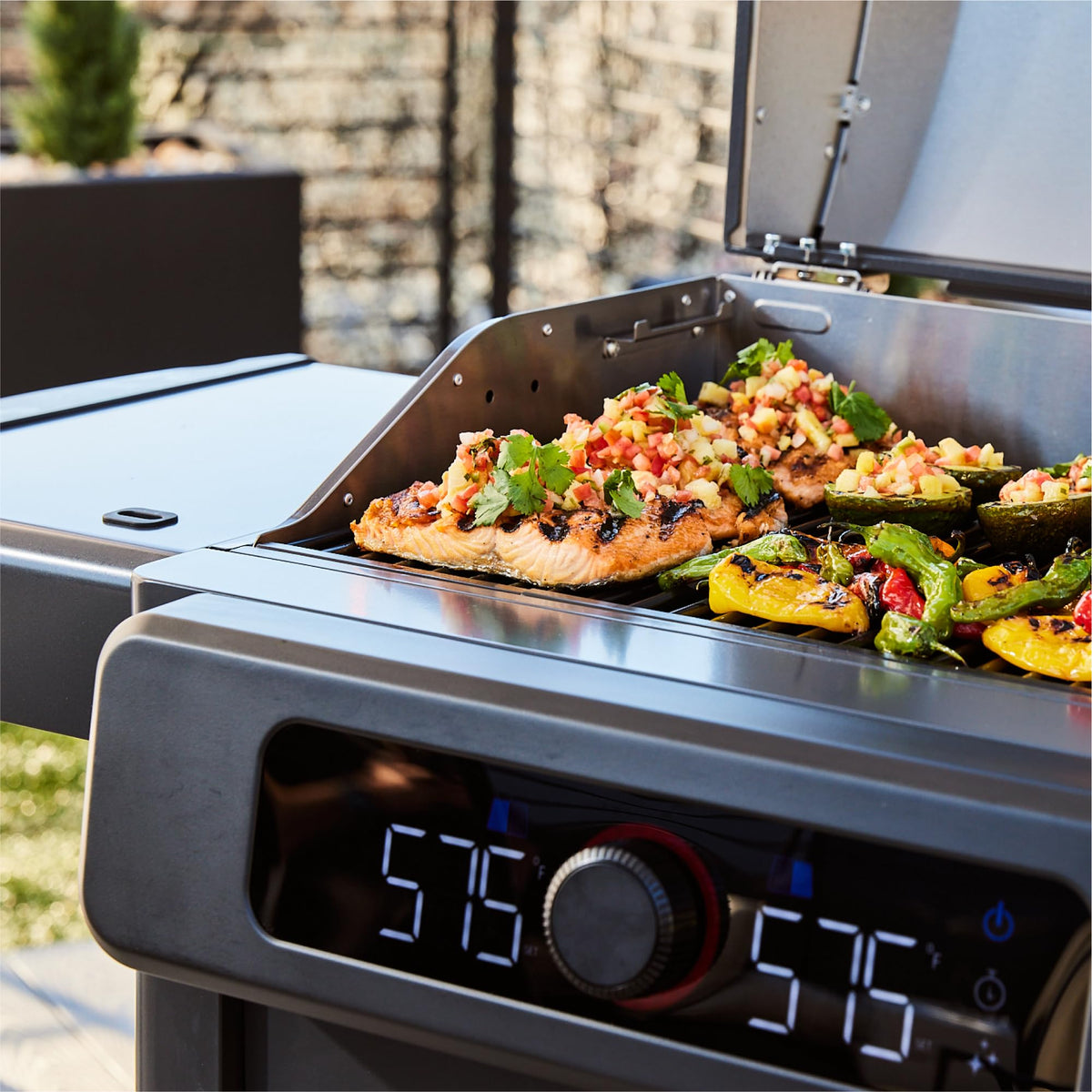 Current® Model G Dual Zone Grill, Smart Electric Outdoor Grill with 200-700°F Range for Searing & Roasting, Digital Precision, Independent Heat Zones, Apartment-Friendly & Weather-Resistant, Slate