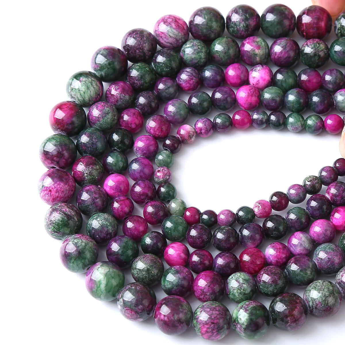 38pcs 10mm Natural Stone Tourmaline Persian Jade Beads Round Loose Beads for Jewelry Making DIY Bracelets Necklaces Crystal Energy Healing Stone Beads 15"