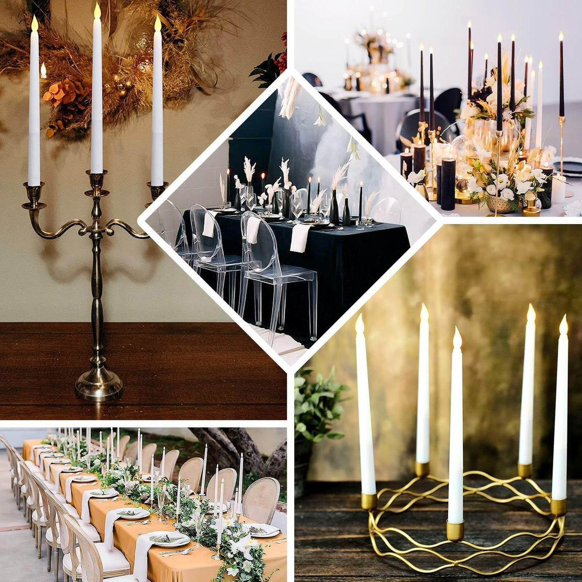 Efavormart Set of 3 | 11" Hunter Emerald Green Flameless LED Taper Candles, Warm Flickering Battery Operated Candles for Christmas & Forest Theme Decor